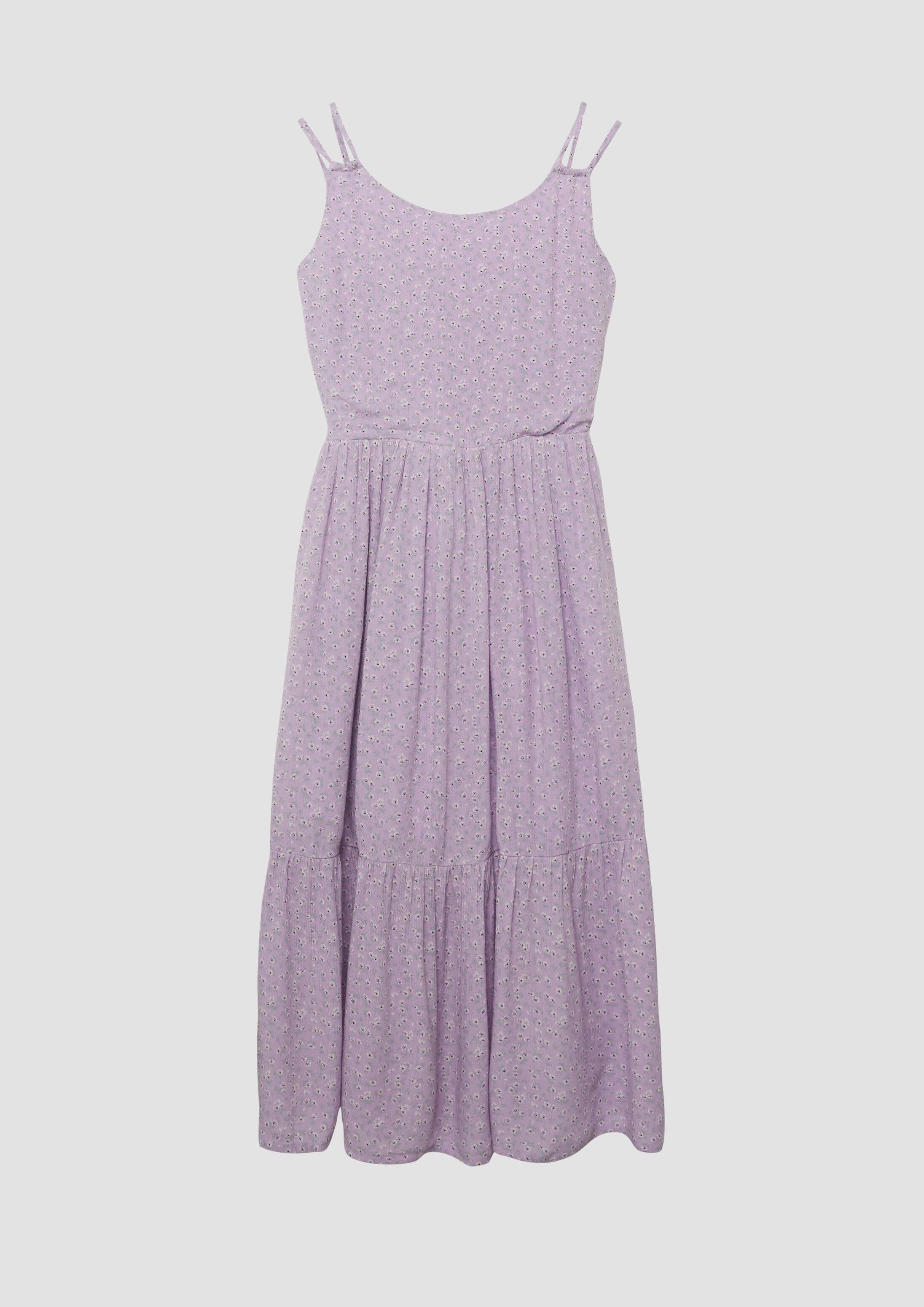 s.Oliver Midikleid Kleid Geblümtes Midikleid mit Smok-Detail