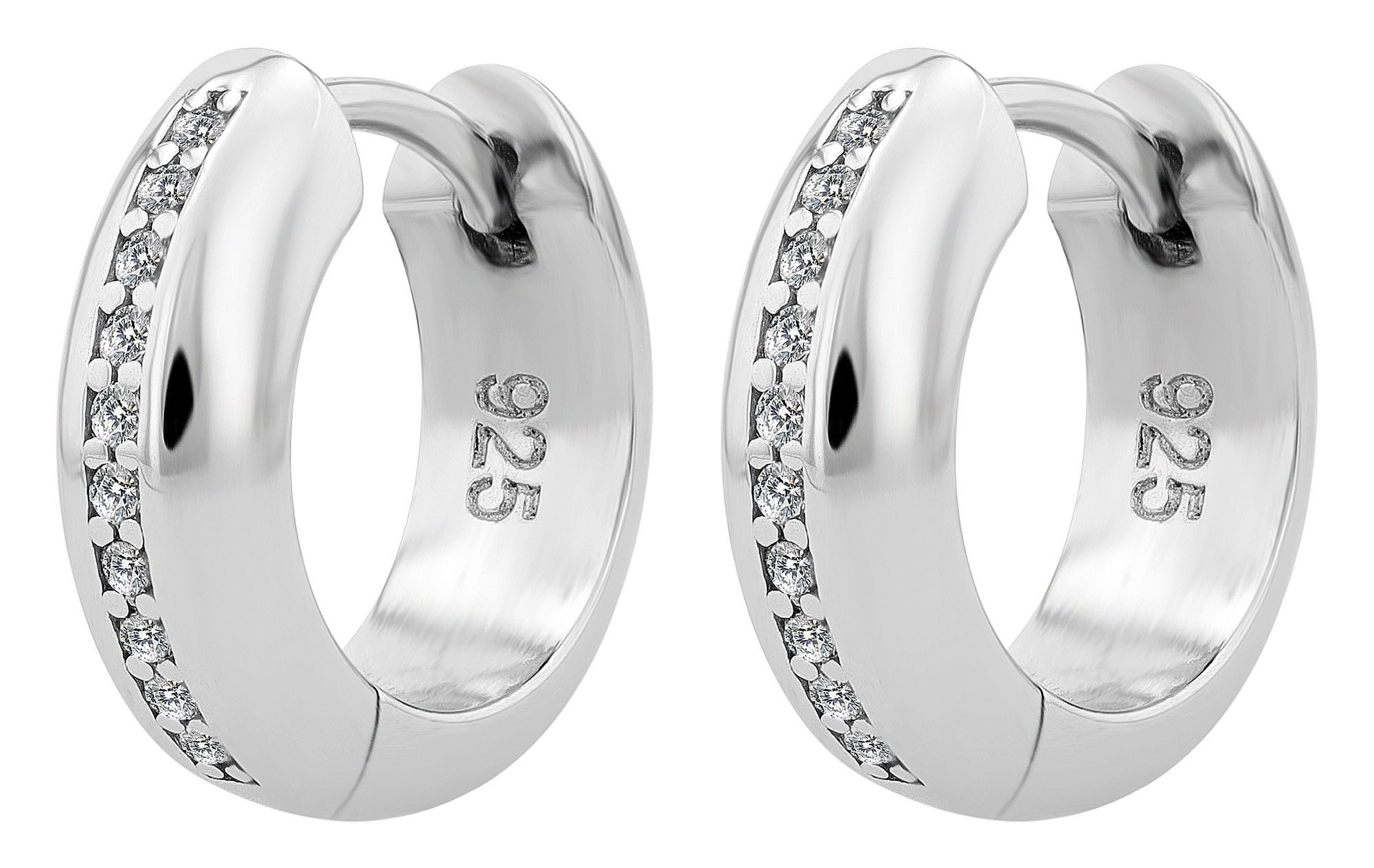 Adelia´s Klappcreolen Ohrringe – Klappcreole aus 925 Silber mit Zirkonia, Perfekt als Geschenk für besondere Menschen