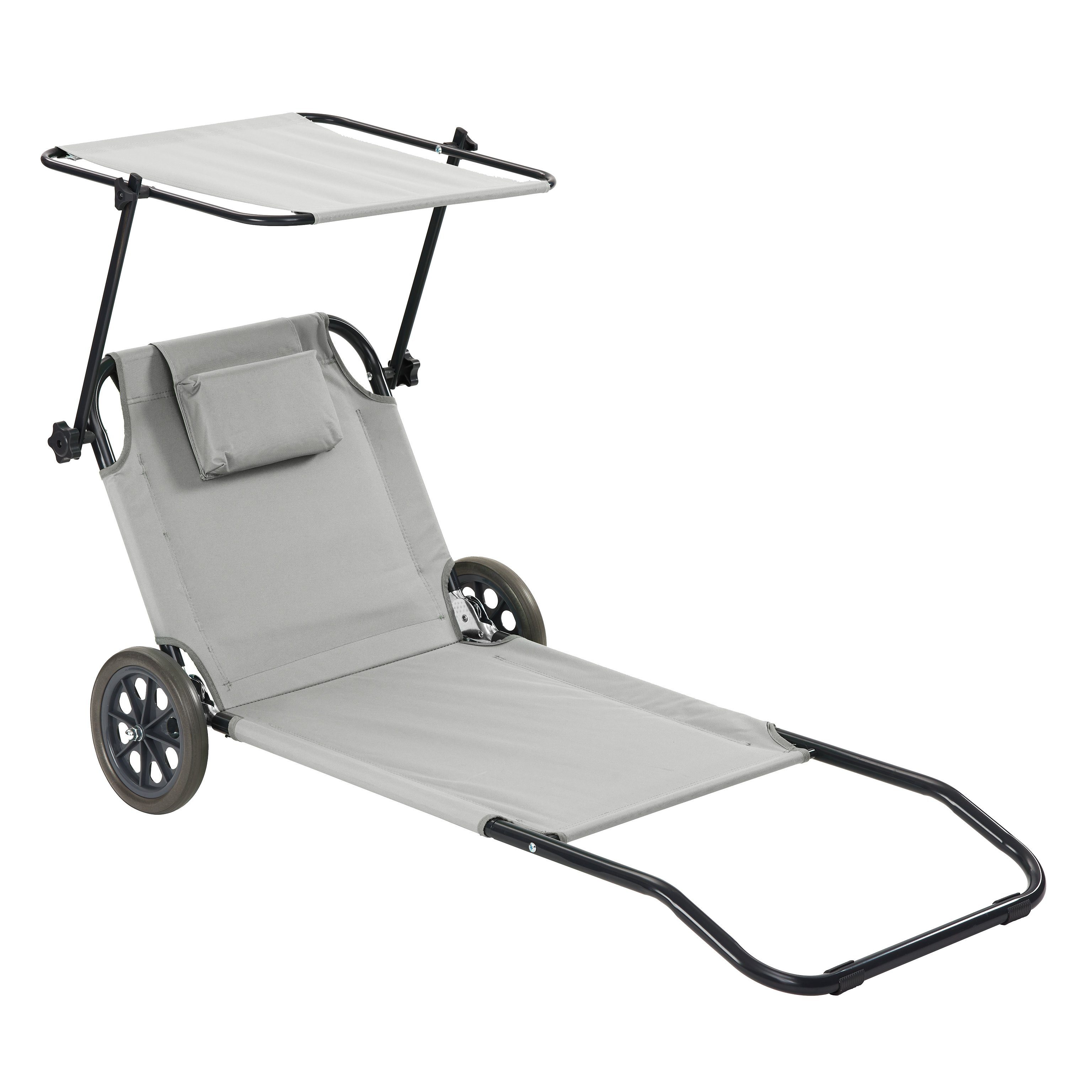 Gartenliege 2 in 1 Strandliege aus Alu mit Rollen und
