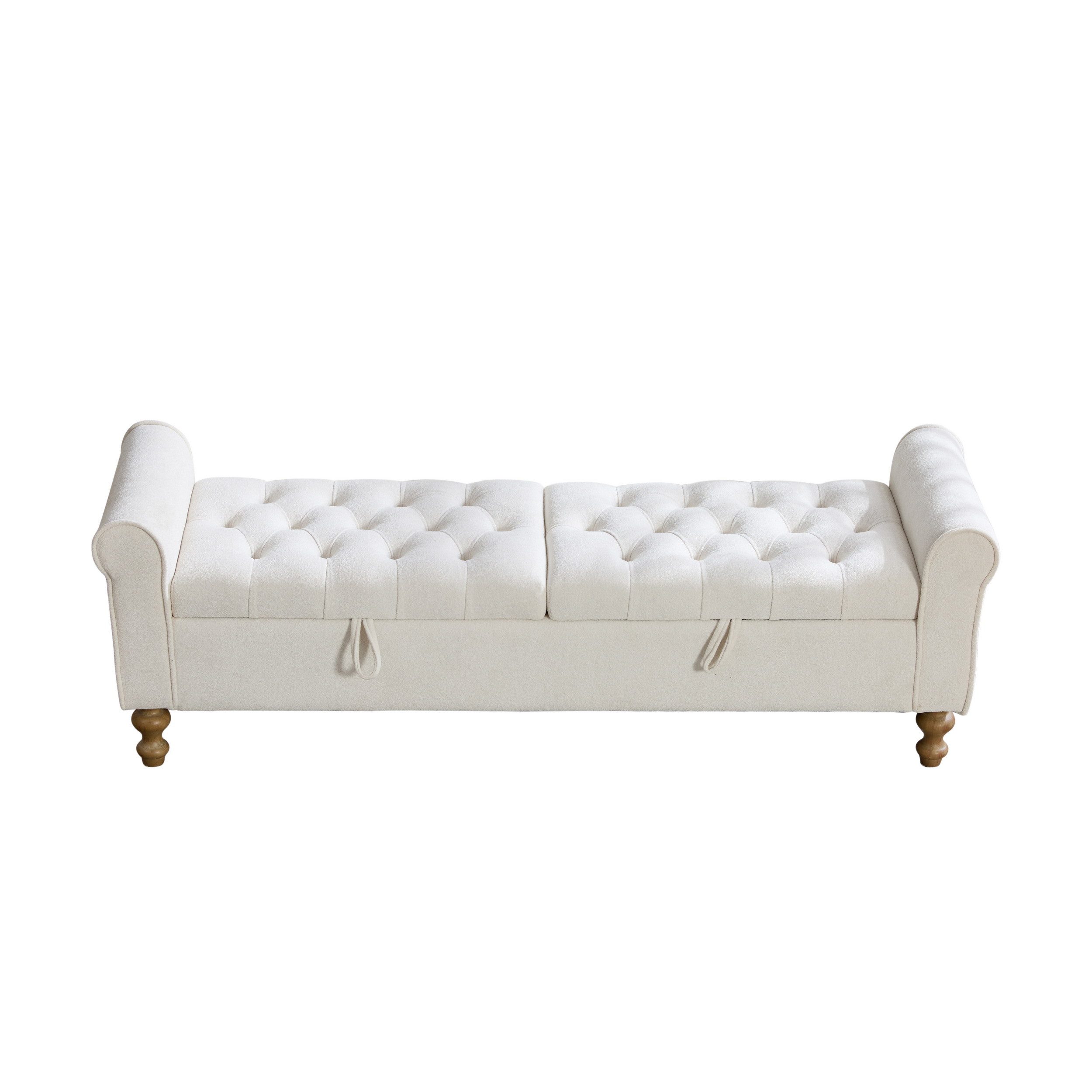 i@home Bettbank Hocker mit Stauraum (Sitzbank mit Stauraum Velours, 1-St., 2 Deckel, gerollte Armlehnen, Kautschukholzbeine), Betthocker für Schlafzimmer, Flur und Wohnzimmer