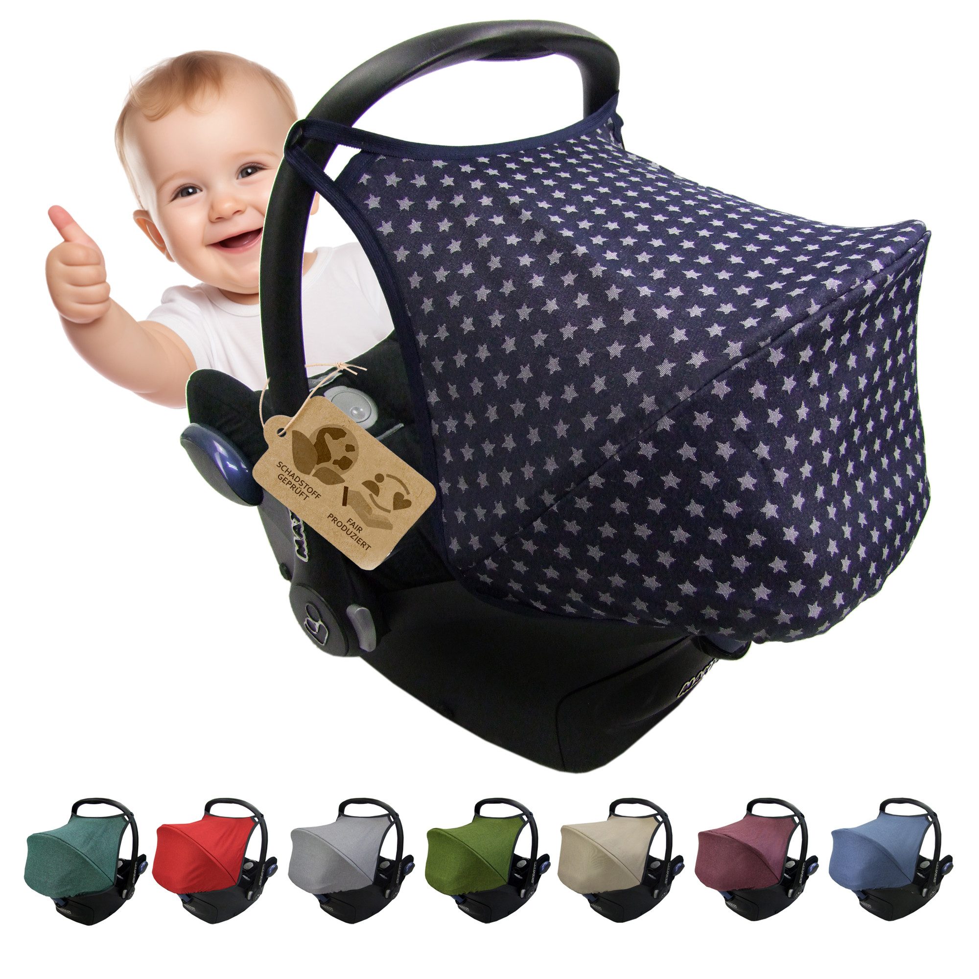 BambiniWelt by Rafael K. Babyschale Sonnenverdeck für Babyschale kompatibel mit Maxi Cosi Cabrio-Fix + GP, ab: 0+, bis: 14 Monate