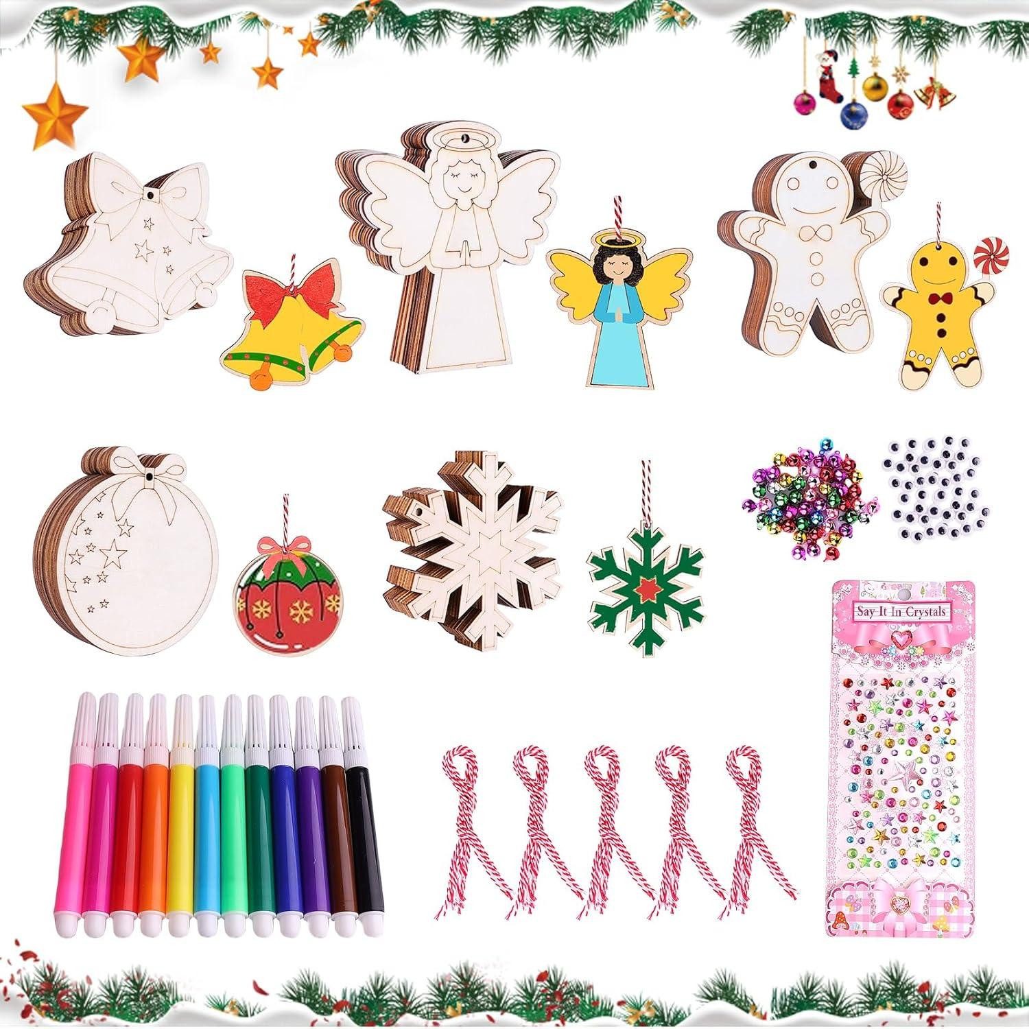 Baumbehang 213-teiliges Weihnachtsanhänger Bastelset Holz Deko Weihnachten DIY
