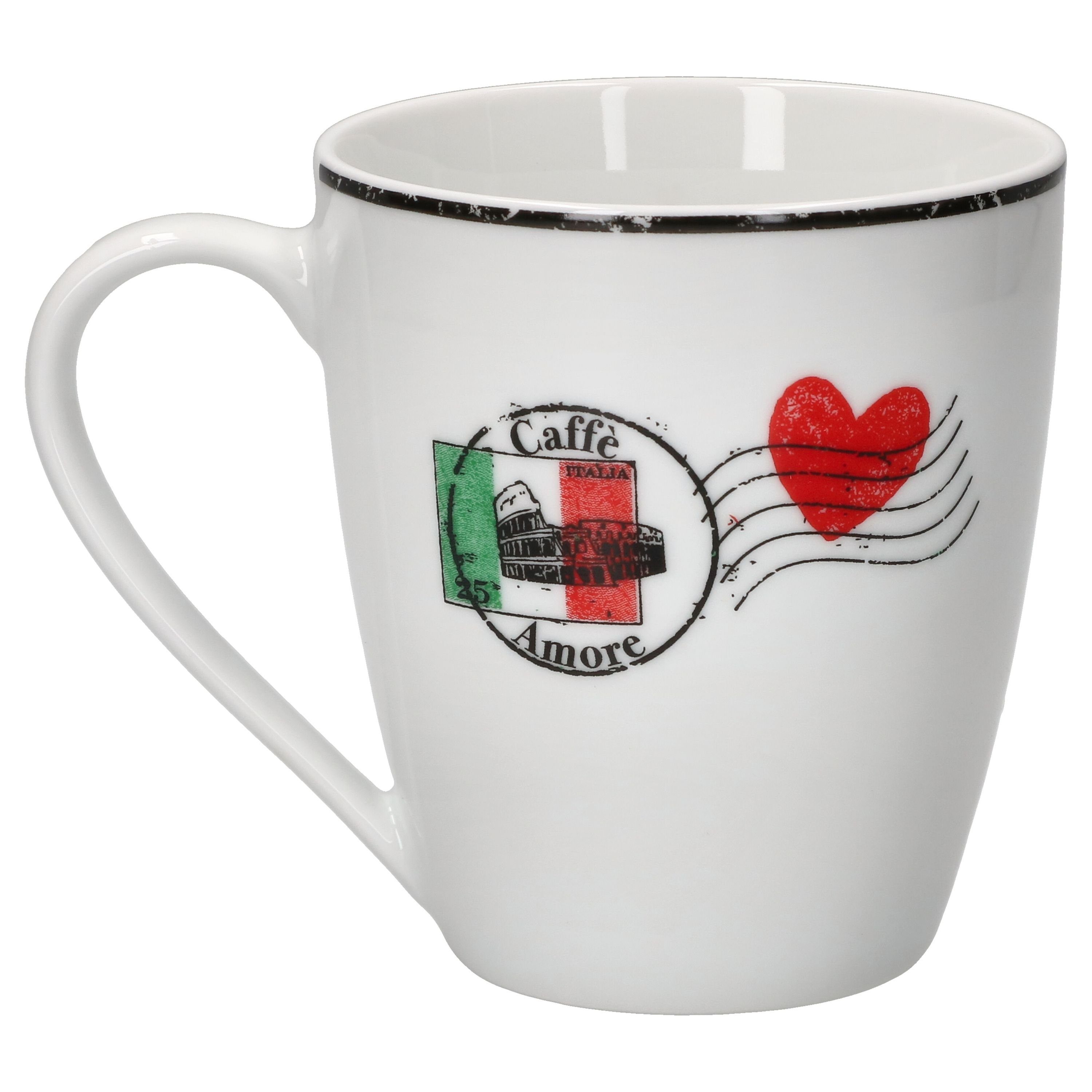 Kaffeebecher Amore 300ml Becher Kakao Herz Set Caffee Tee-Tasse 2er Pott MamboCat