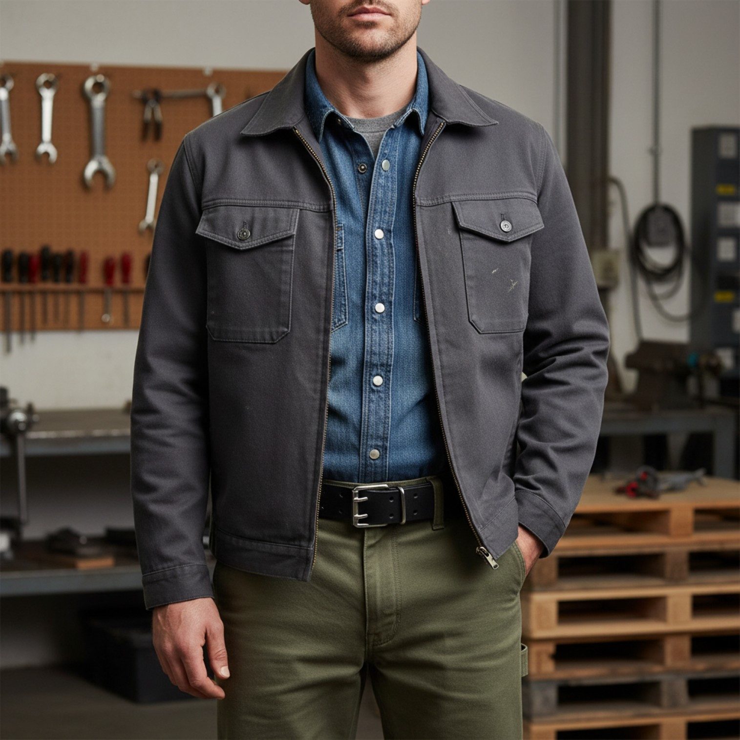 FRONHOFER Ledergürtel Herren Arbeitsgürtel (1-St) robust, Rollschnalle, Stahl – Bild 4 von 5