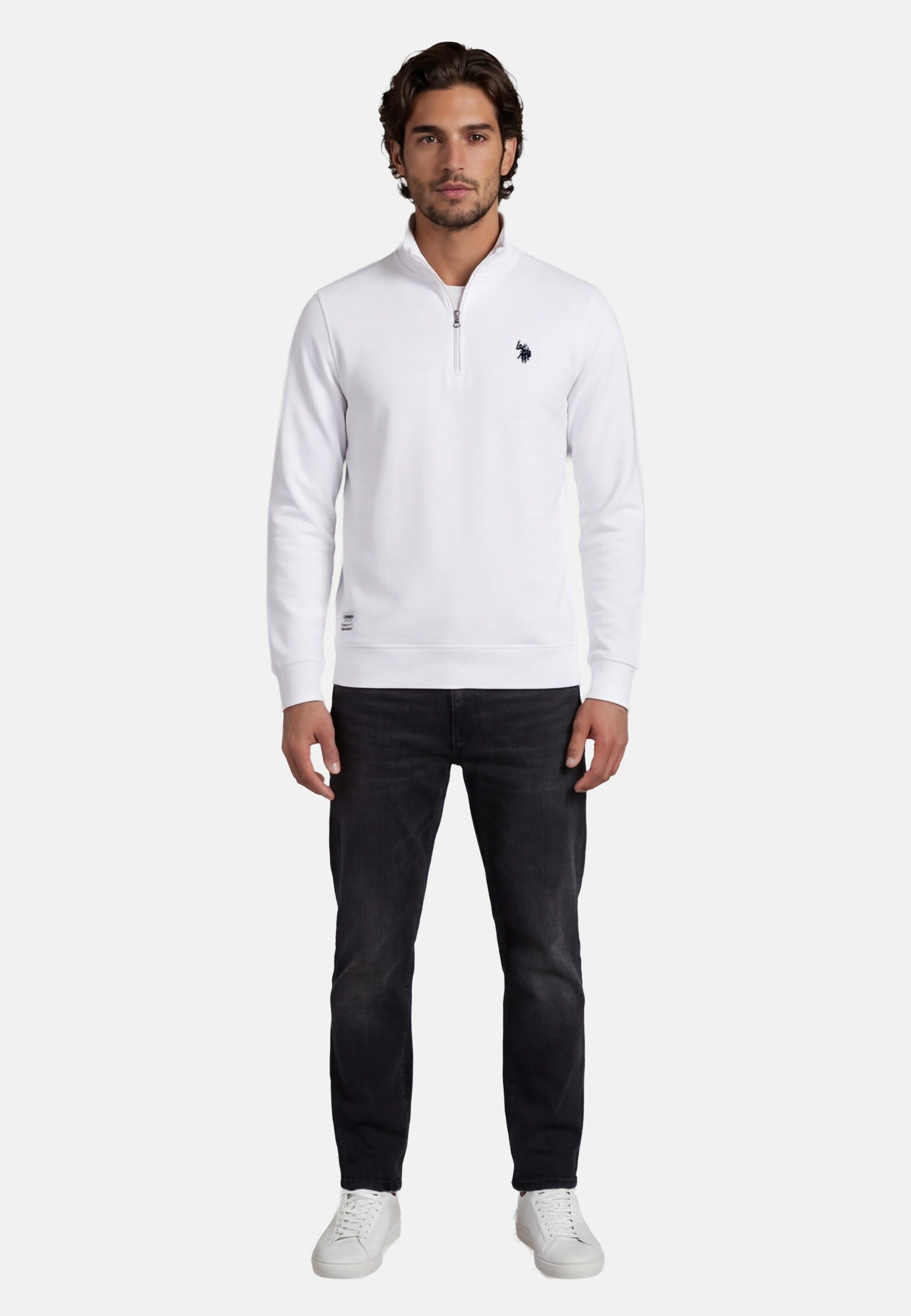 U.S. Polo Assn. Sweatshirt USChaase Herren Half-Zip – Pullover mit Stehkragen Baumwoll Sweatshirt mit Reißverschluss und Bündchen
