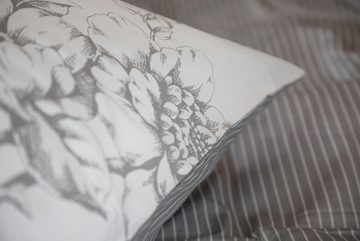 Wendebettwäsche Kai in Gr. 135x200 oder 155x220 cm, Zeitgeist, Satin, 2 teilig, mit Blumen und Streifen, Bettwäsche aus Baumwolle mit Reißverschluss