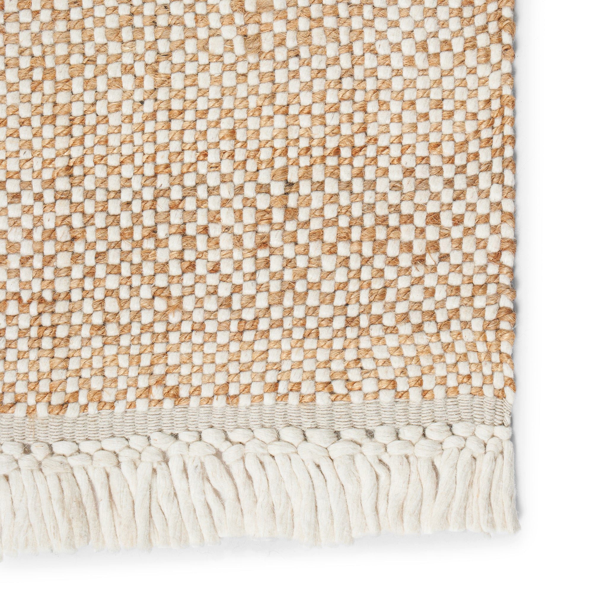 Elegant Floors Teppich Jute-Wolle Teppich Natur 40x60 cm handgefertigt Boho Fransen Skandi, Rechteckig, Höhe: 9 mm