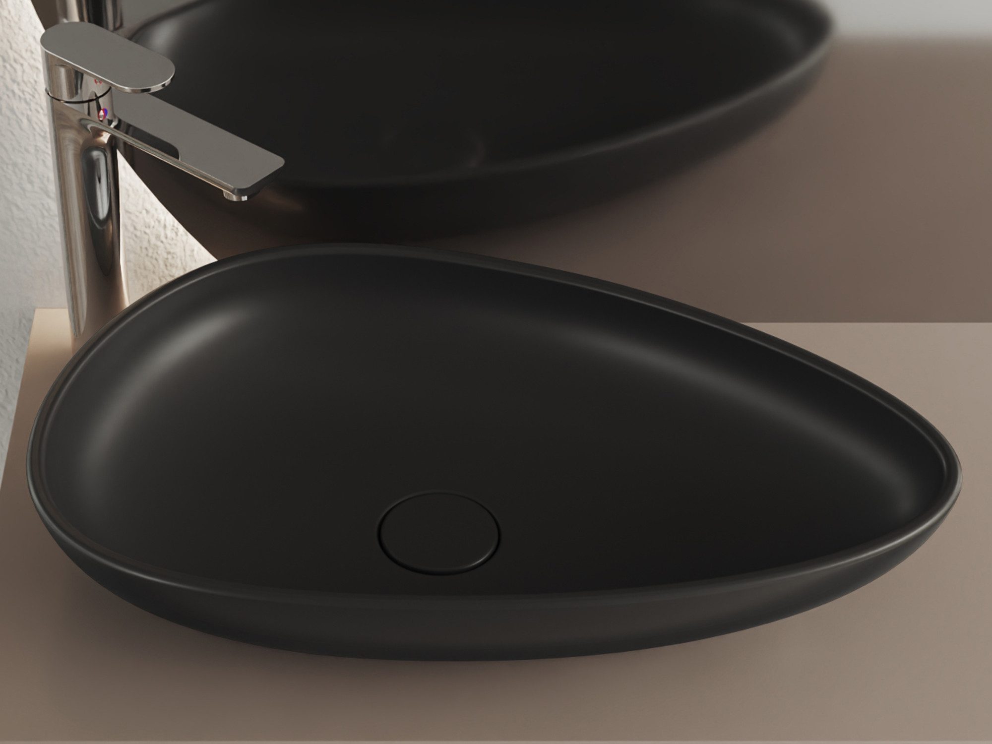 Aqua Bagno Aufsatzwaschbecken Waschschale Handwaschbecken Oval schwarz matt modern (Aufsatzwaschbecken)