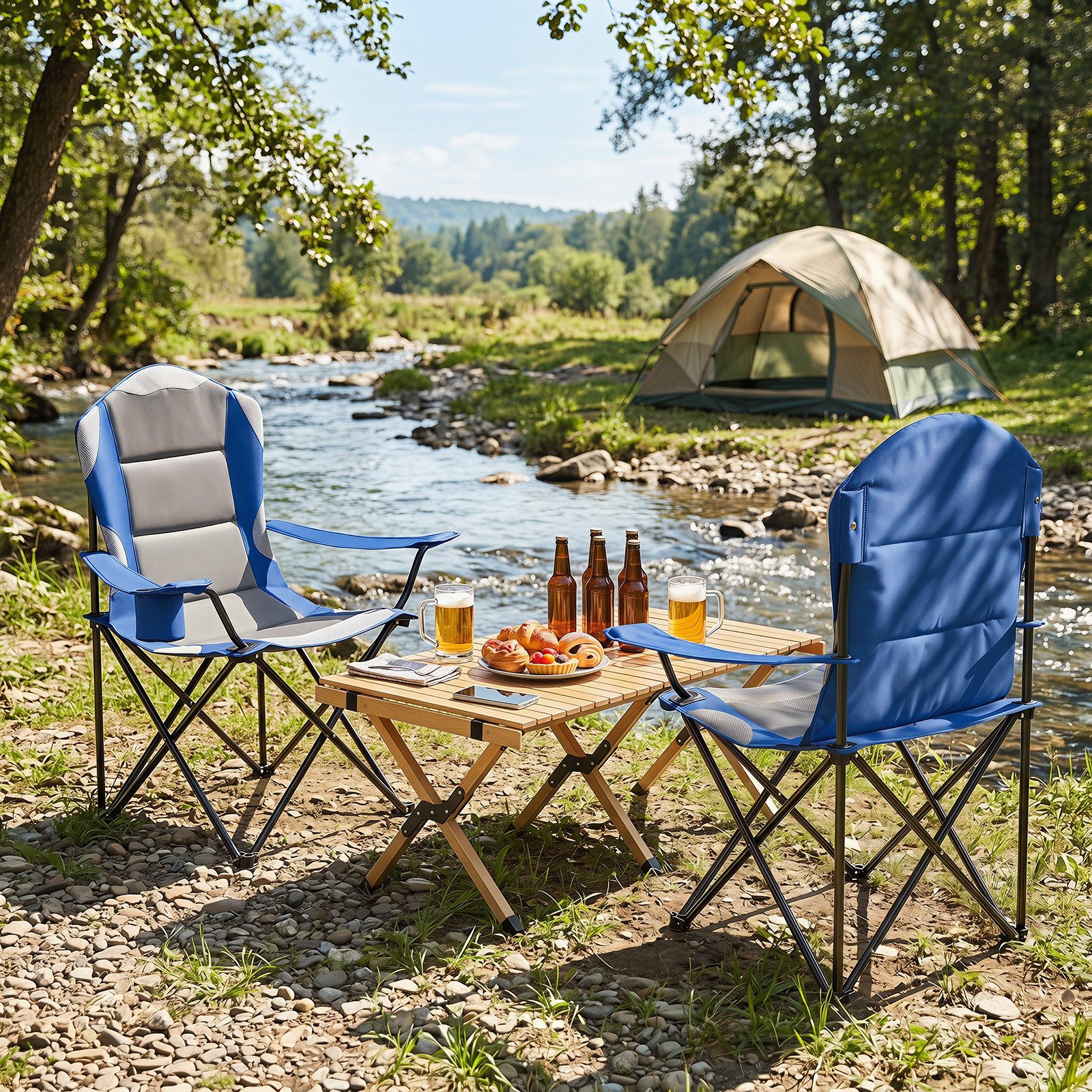 COSTWAY Campingstuhl, klappstuhl balkon, faltstuhl strand, Angelstuhl