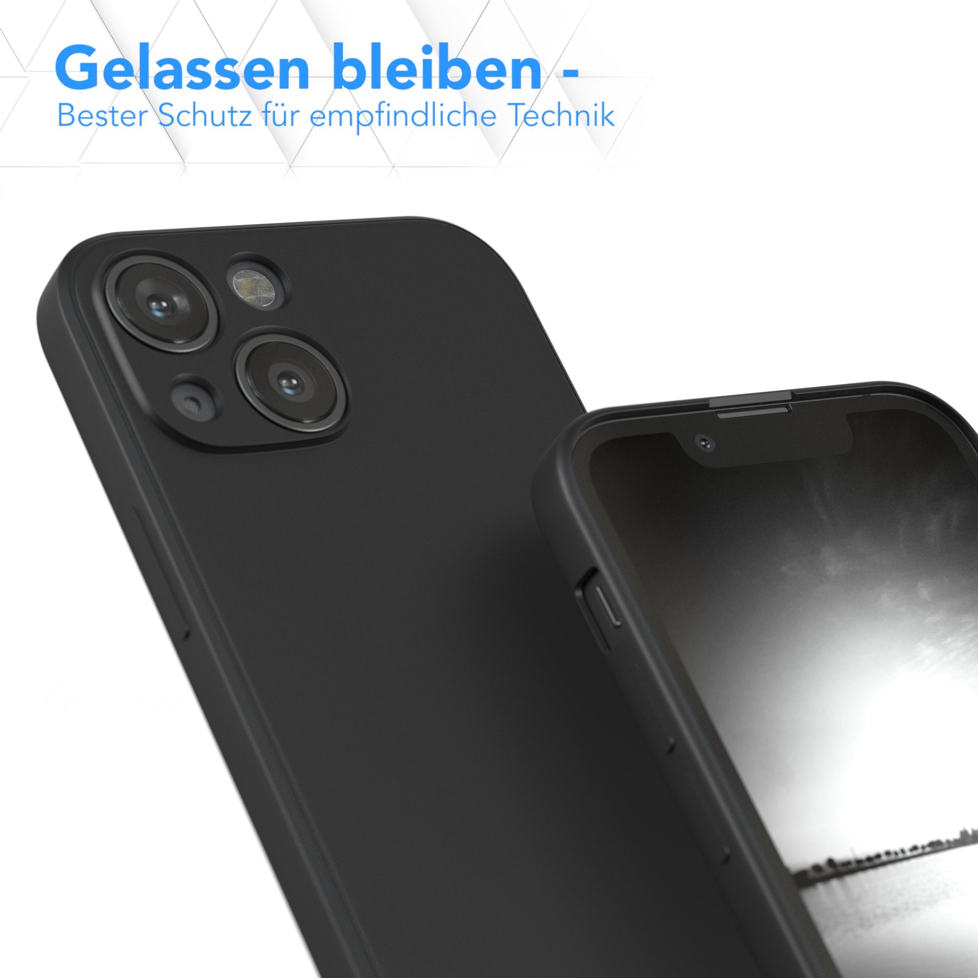 EAZY CASE Handyhülle für Apple iPhone 13 Mini Hülle Silikon 5,4 Zoll, Silikon Schutzhülle mit Kameraschutz kratzfest Back Cover Etui Schwarz – Bild 4 von 5