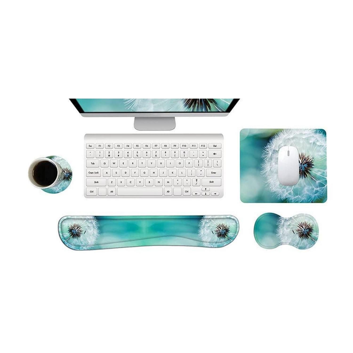LuxusKollektion Tastatur-Handballenauflage 4-in-1 Tastatur-Maus-Set Memory Foam (1-St)