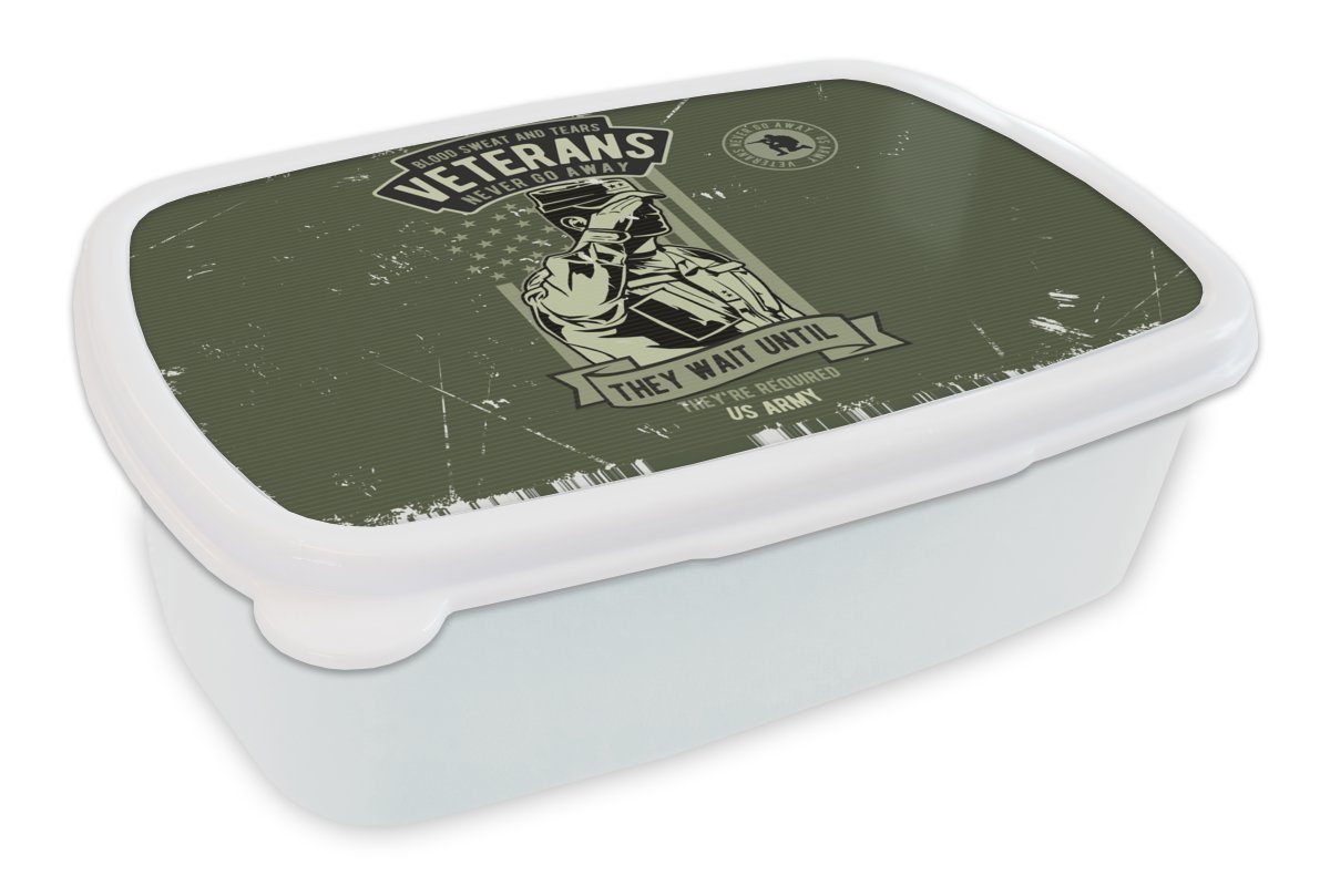 MuchoWow für Vintage Brotdose, weiß und (2-tlg), für Kunststoff, Kinder Fahne, - Brotbox Erwachsene, - und Armee Mädchen Lunchbox Jungs
