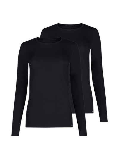 Skiny Unterhemd 2er Pack Damen Shirt langarm Cotton Essentials (Packung, 2-St) -