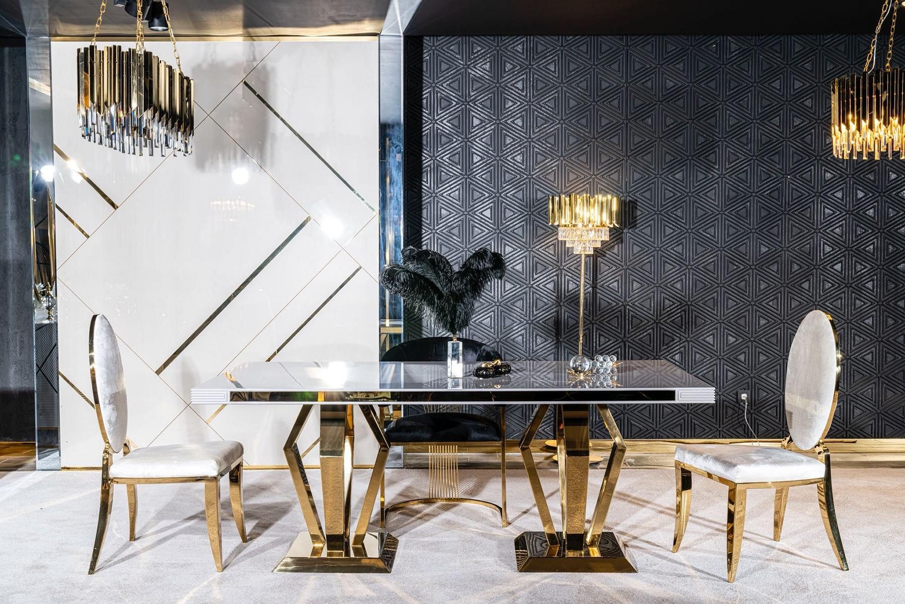 JVmoebel Esstisch Luxus Tische Esszimmer Tisch Esszimmer Moderner Edelstahl Sofort Weiß (1-St., 1x Tisch), Made in Europa