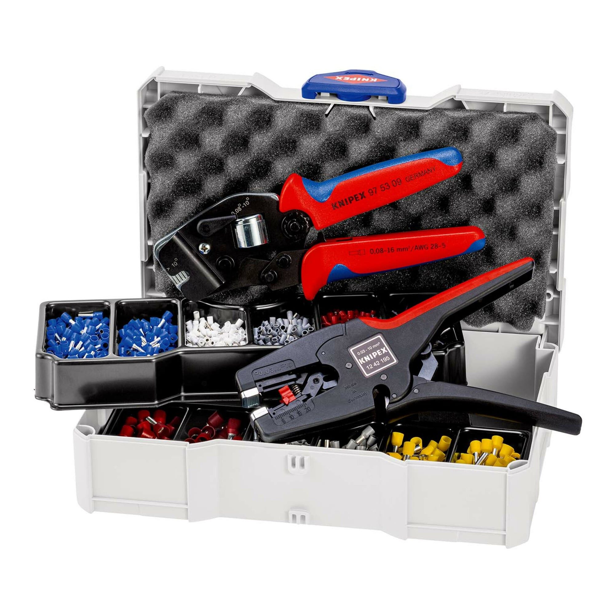 Knipex Crimpzange KNIPEX 97 90 17 Crimp-Sortiment für Aderendhülsen 1 x 12 42 195, 1 x 9
