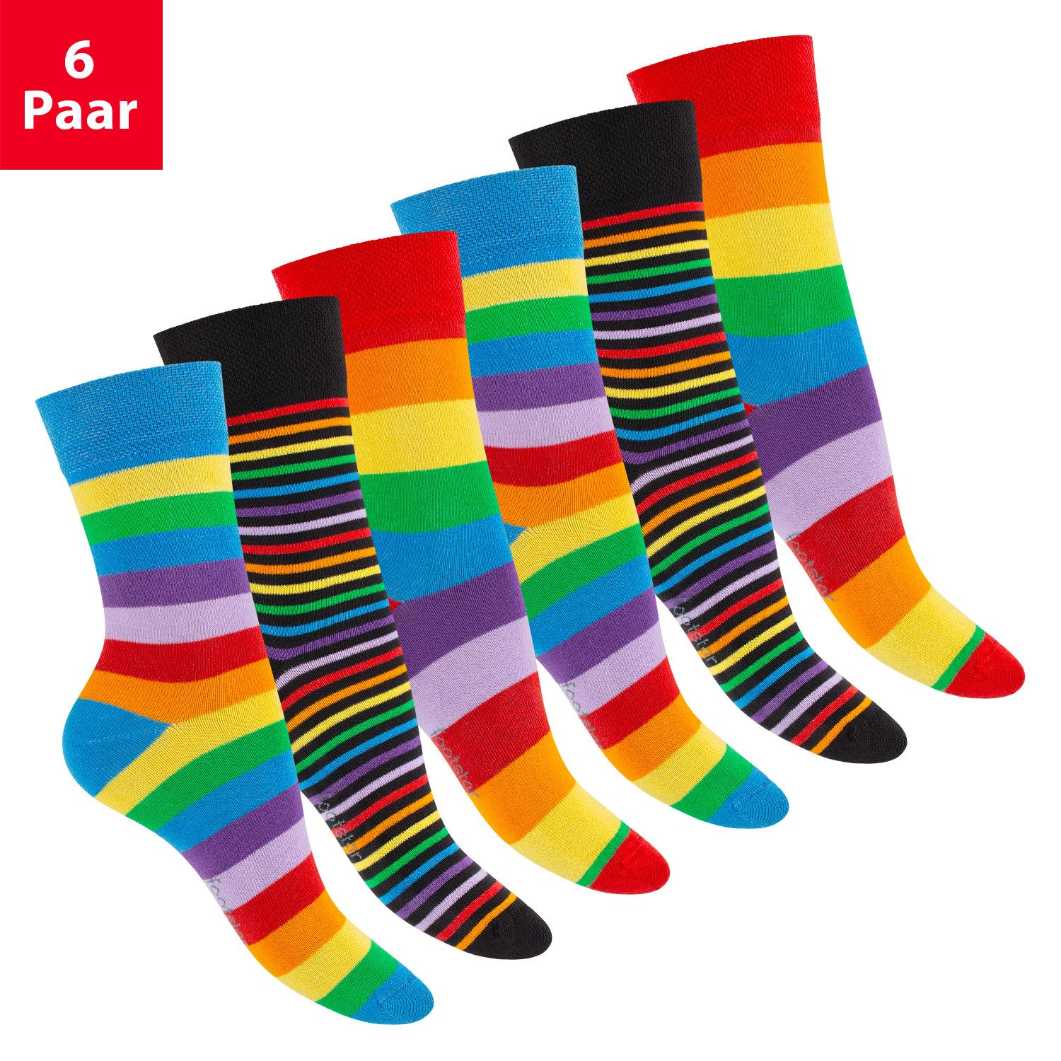 Footstar Socken Damen & Herren Ringel Socken (6 Paar)