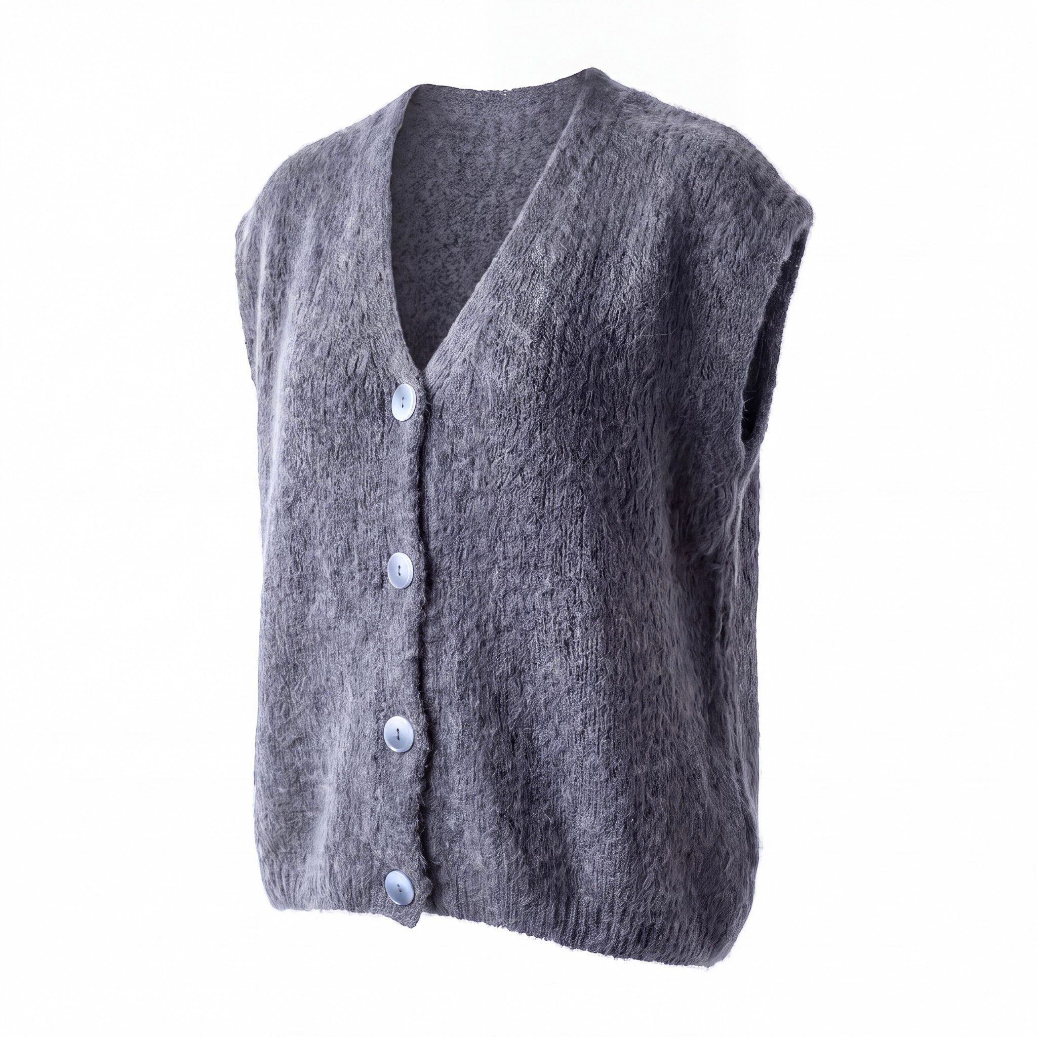 OriginalYou Strickweste Kurzweste Damen Flauschige Oversize-Weste V-Ausschnitt Oversize Look, geeignet für die Größe 38/42