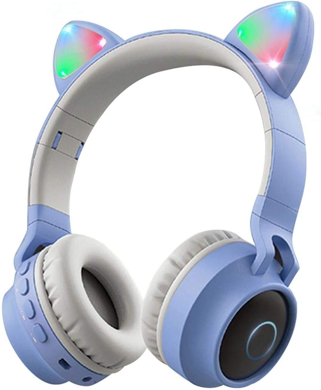 YUHRO Kabelloser Kinder-Kopfhörer mit Mikrofon und Lautstärkeregelung. Over-Ear-Kopfhörer (Für Smartphones/Laptops/PCs geeignet, drei Musikwiedergabemodi) Blau