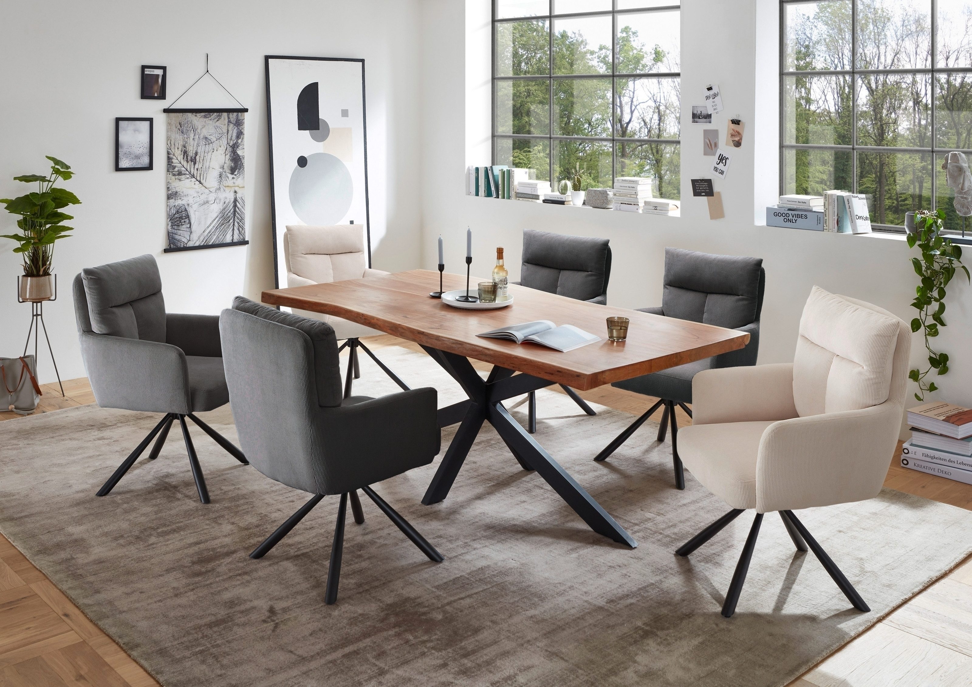 freiraum Armlehnstuhl Sofia (1stk), (1stk) drehbar, grau / schwarz - 60x93x67 (BxHxT)