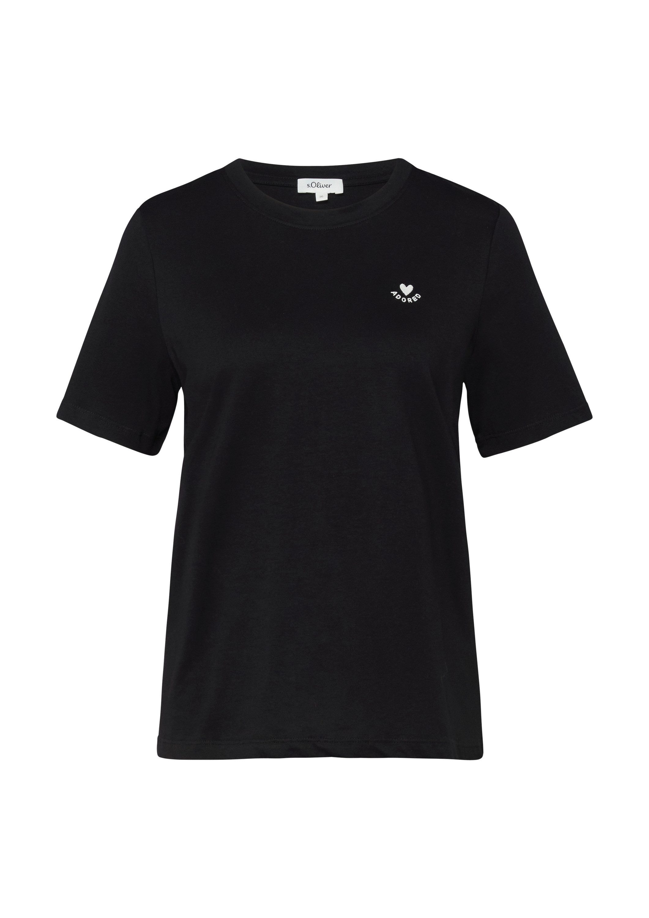 s.Oliver Kurzarmshirt T-Shirt Jersey-T-Shirt im Regular Fit mit Herz-Sticke günstig online kaufen