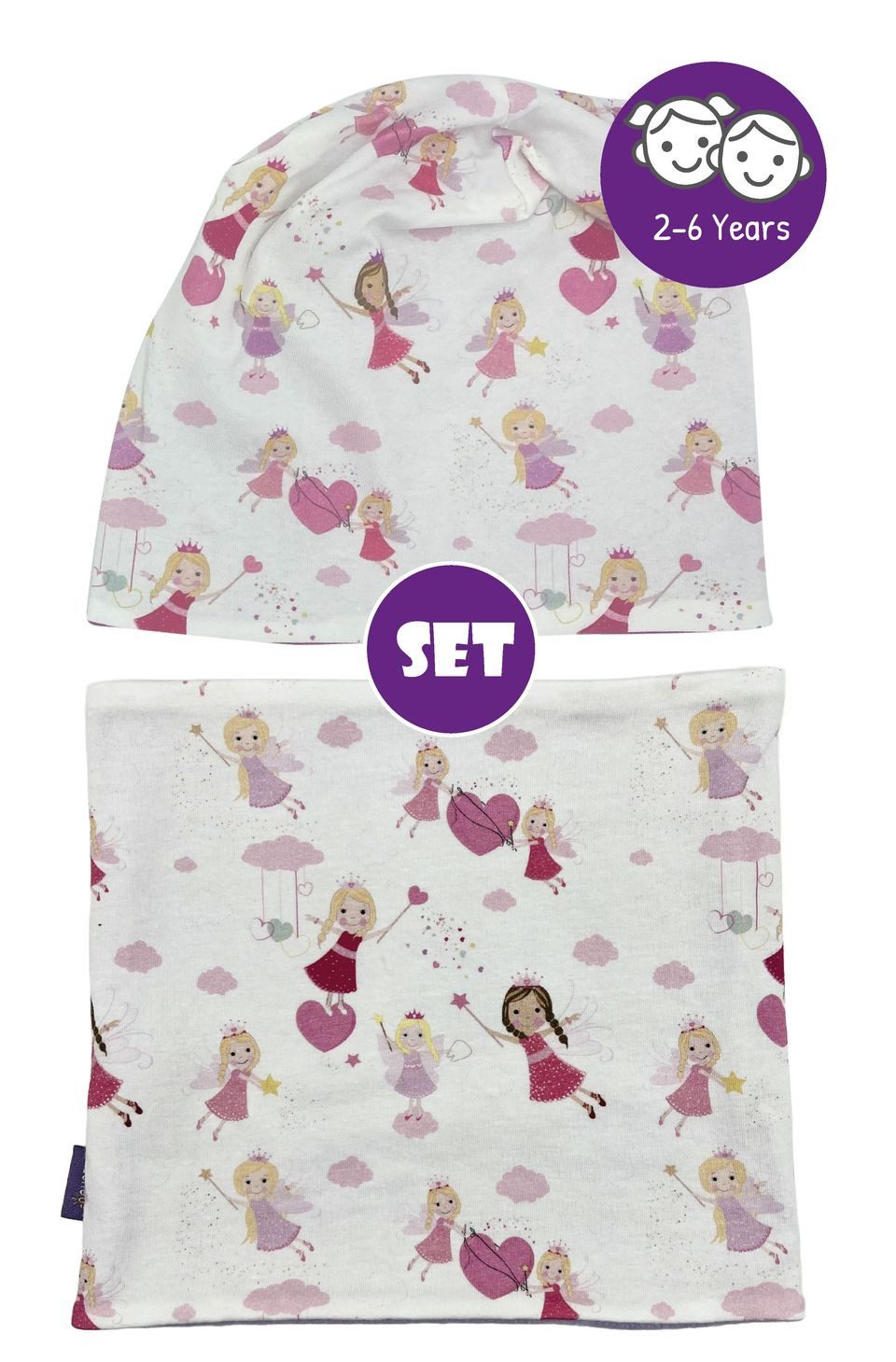 HECKBO Mütze & Schal Kinder Mütze & Loop-Schal Set Feen