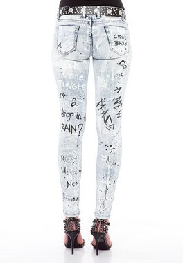 Cipo & Baxx Slim-fit-Jeans in handbemalter Optik im Slim-Fit