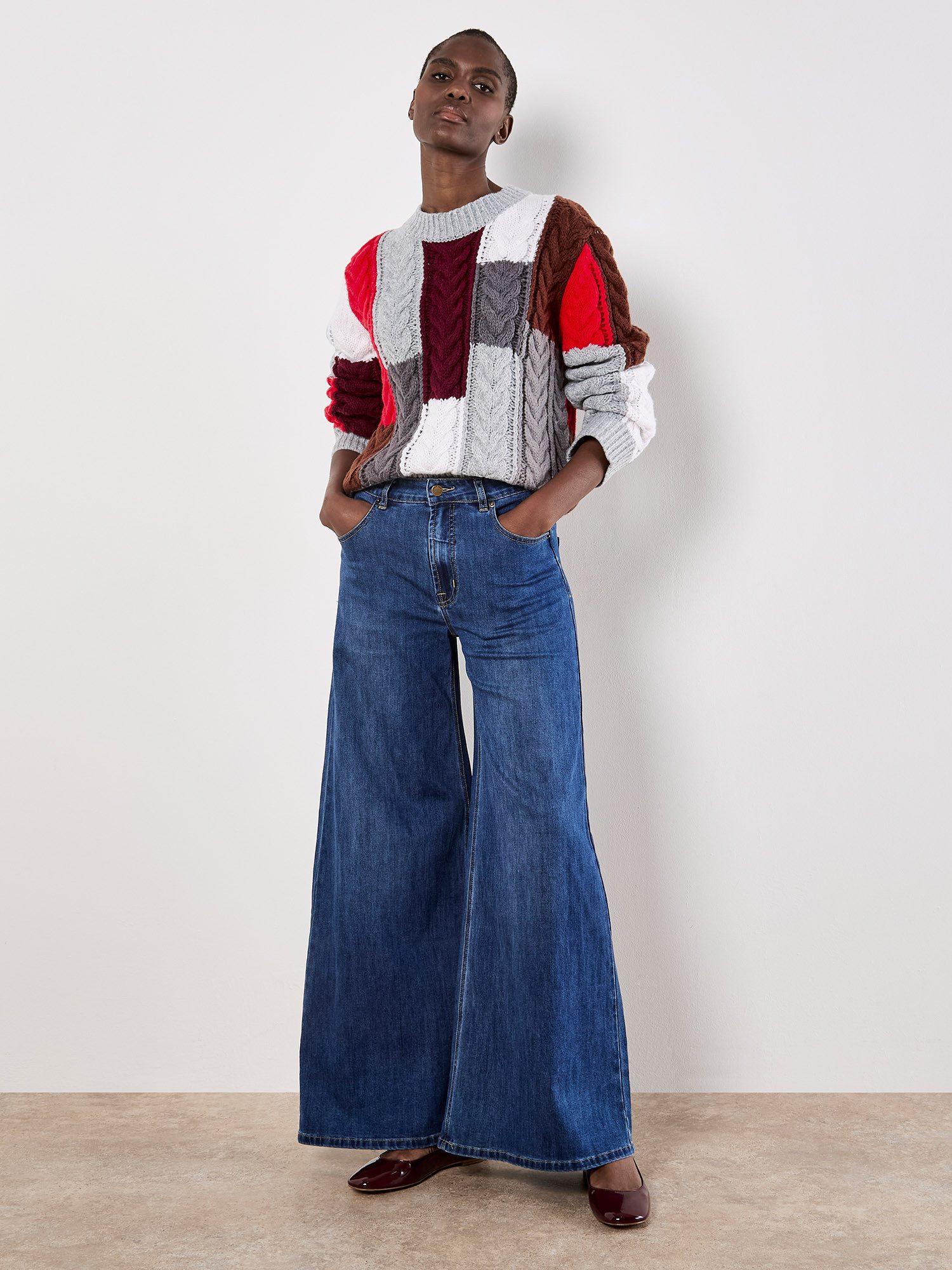 Apricot Strickpullover Zopfpullover im Color-Block-Design günstig online kaufen