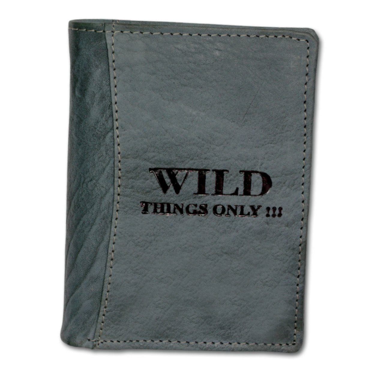 Wild Things Only !!! Geldbörse Wild Things Only Unisex Brieftasche (Portemonnaie, Portemonnaie), Herren, Damen Portemonnaie Echtleder Größe ca. 9,5cm, blau, grau