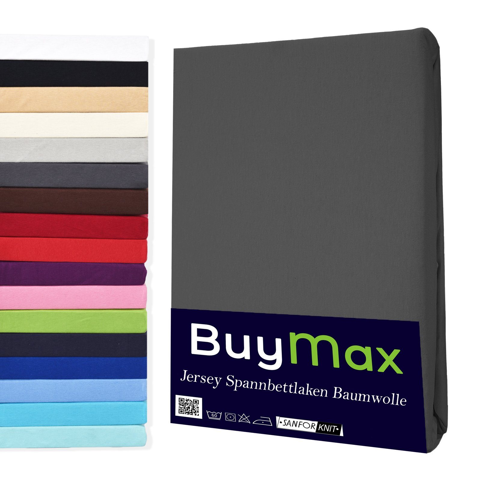 Buymax Spannbettlaken Buymax Jersey aus 100% Baumwolle, Jersey, Gummizug: Rundumgummi, (1 Stück), Pflegeleicht und Atmungsaktiv in Verschiedenen Farben und Größen