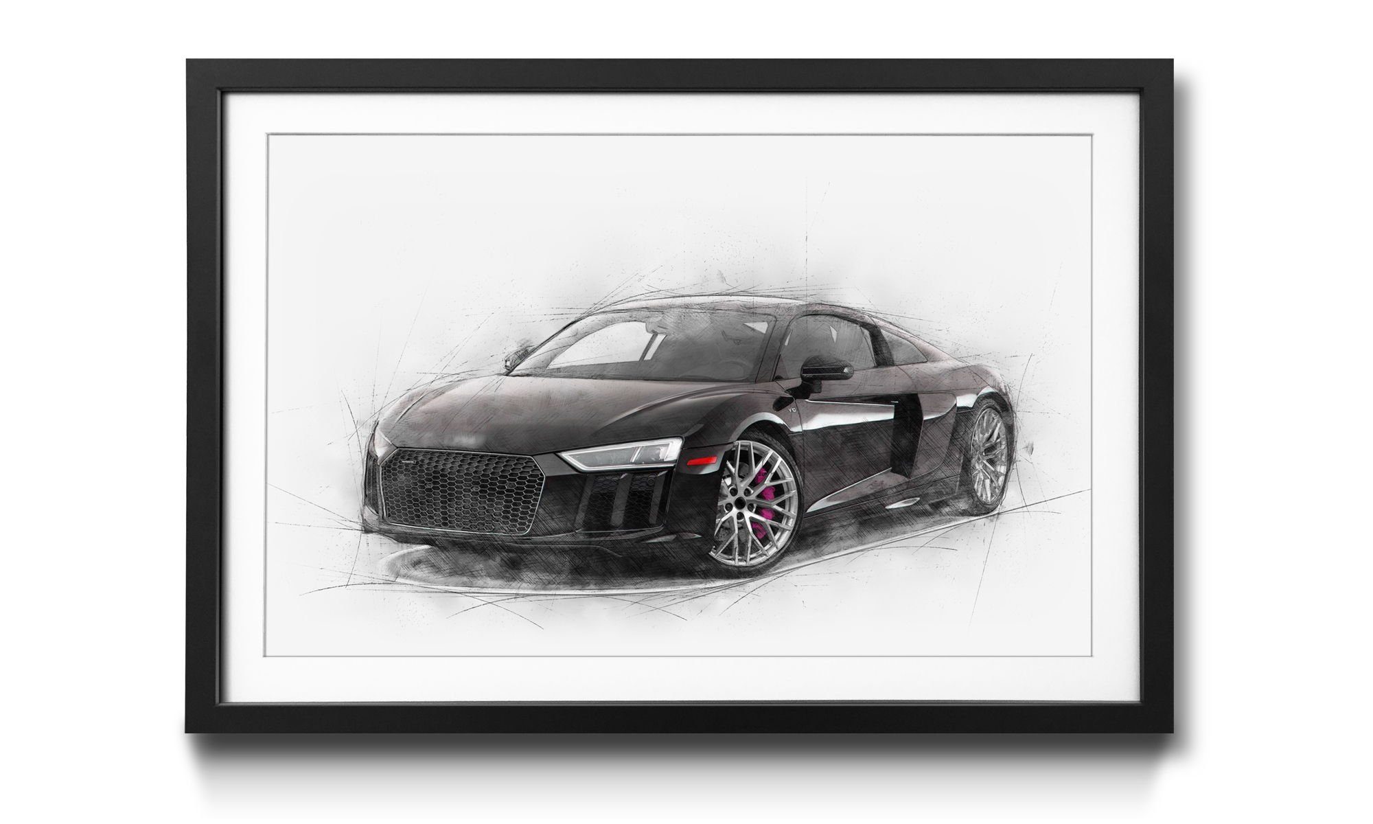 WandbilderXXL Bild mit Rahmen Shaped Black, Auto, Wandbild, in 4 Größen erhältlich