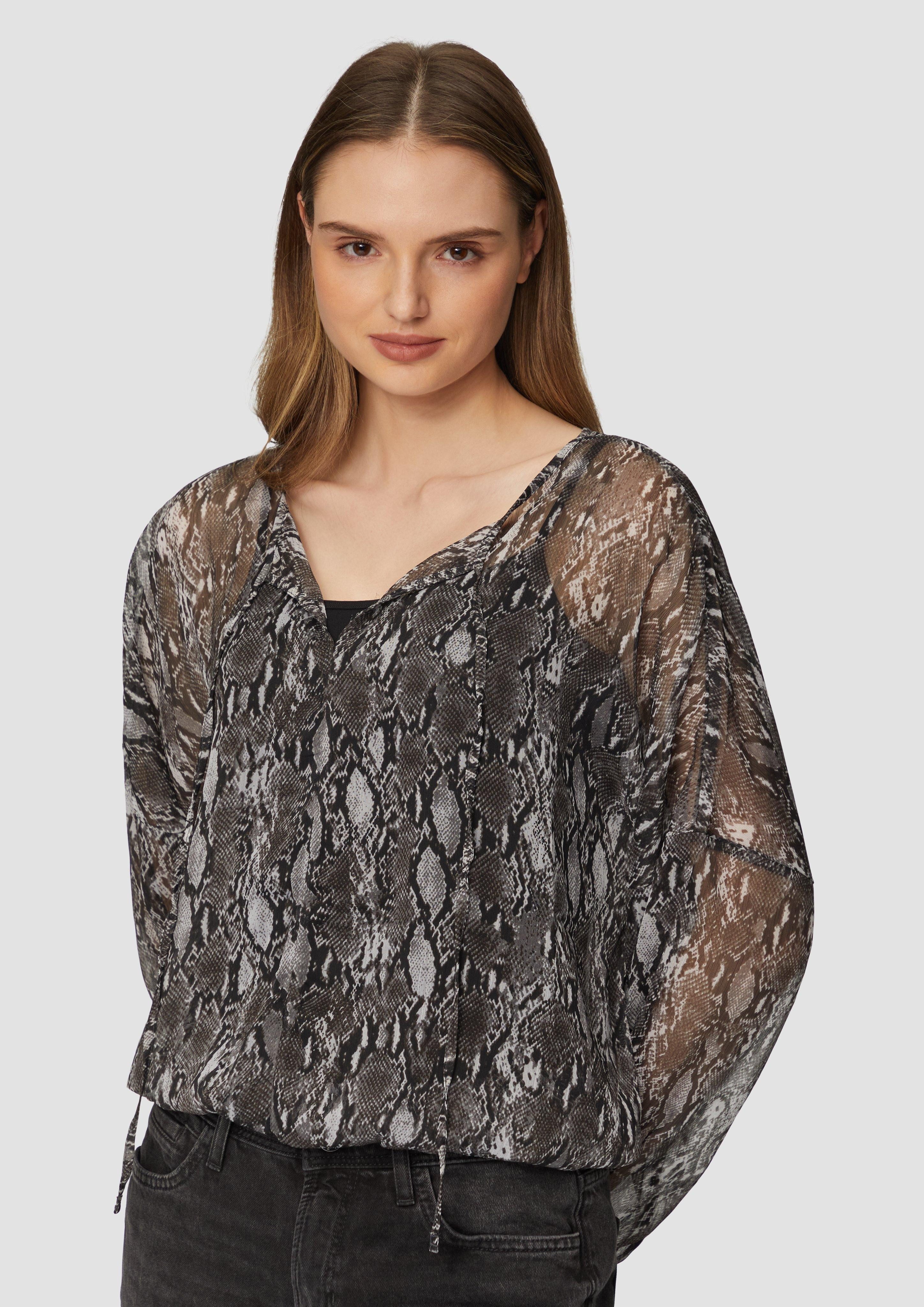 s.Oliver Langarmbluse Transparente Bluse mit All-over-Print günstig online kaufen