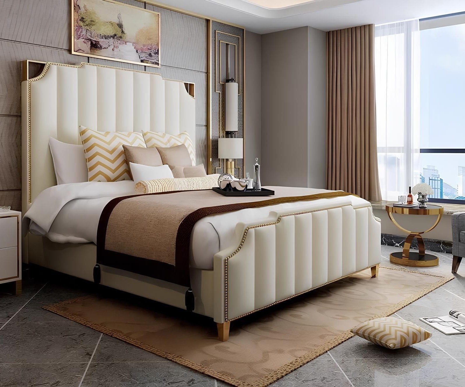 Xlmoebel Polsterbett Luxuriöses Leder-Doppelbett für höchsten Schlafkomfort (1-tlg., Bett), Hergestellt in Europa
