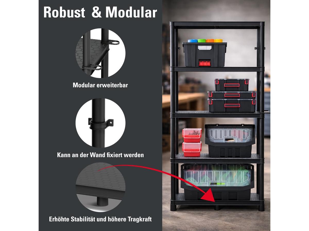 Kistenberg Schwerlastregal Werkstattregal KSS75L5, 2er Set, je 220kg belastbar und 5 Ablageböden, 74 x 36 x 172,5 cm