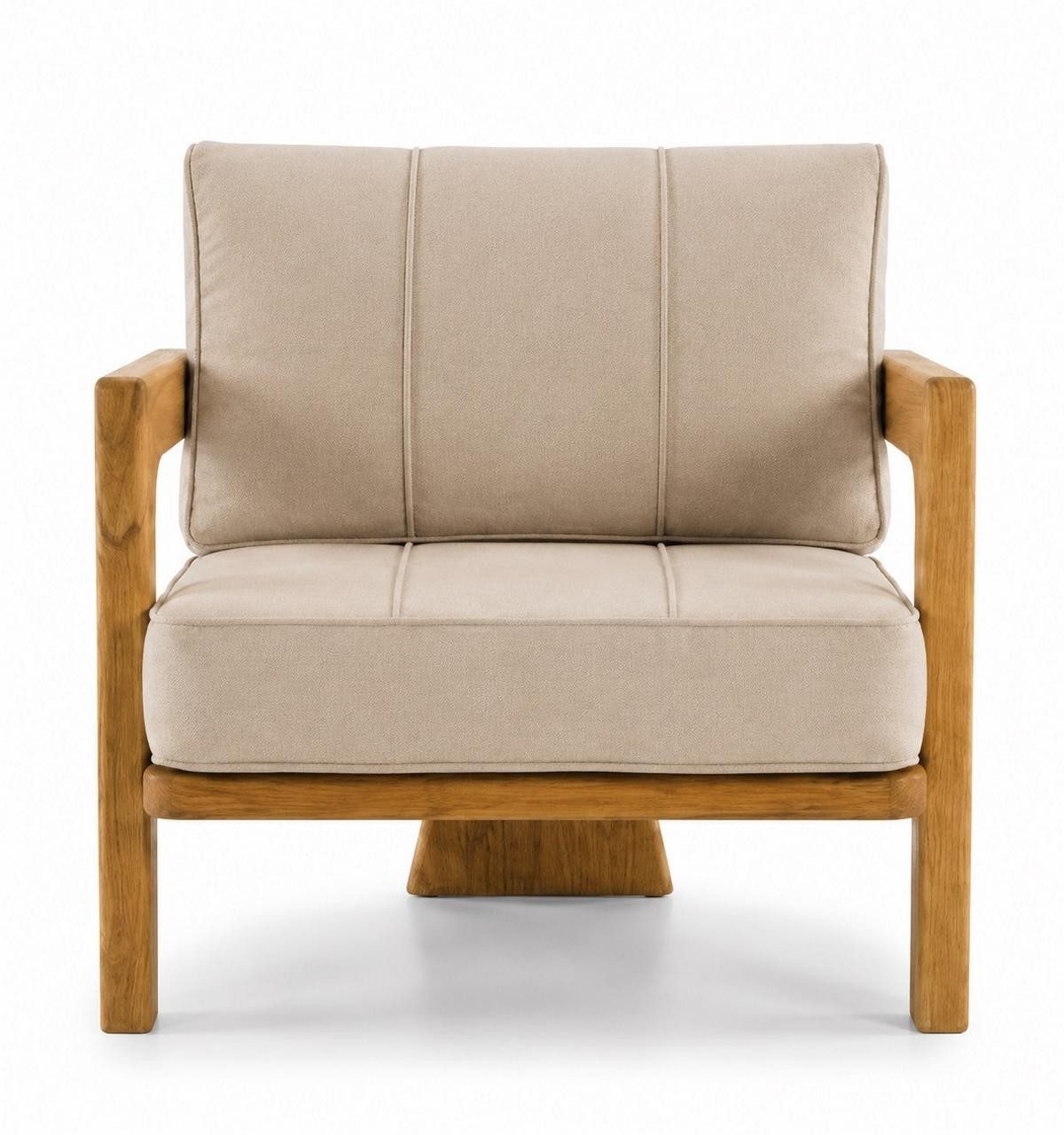 Xlmoebel Gartensessel Gartensessel Modern Naturholz Beige Kissen Elegant Stilvoll Komfort (1-St., 1-tlg), Elegantes Design, Komfortabel, Modern