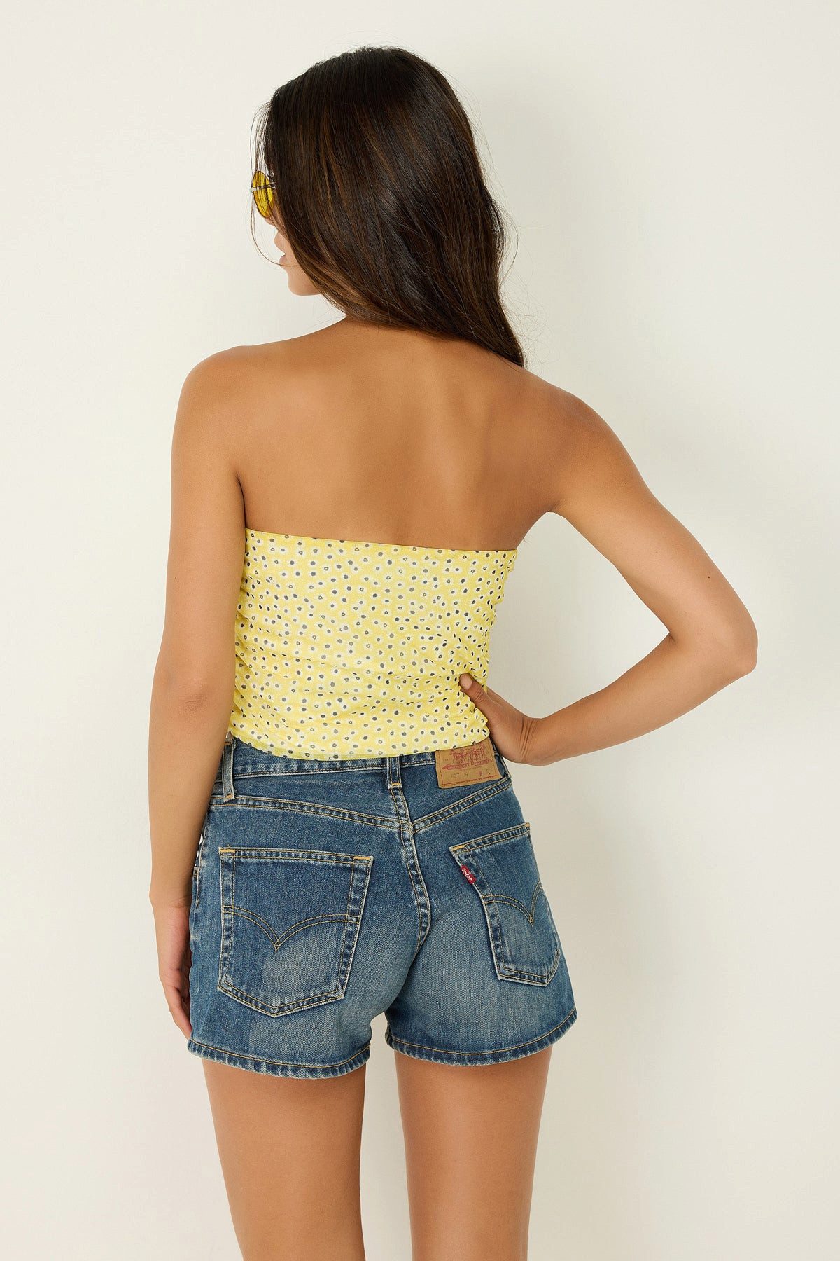 No Matter What Crop-Top Trägerloses Crop-Top aus Netzstoff