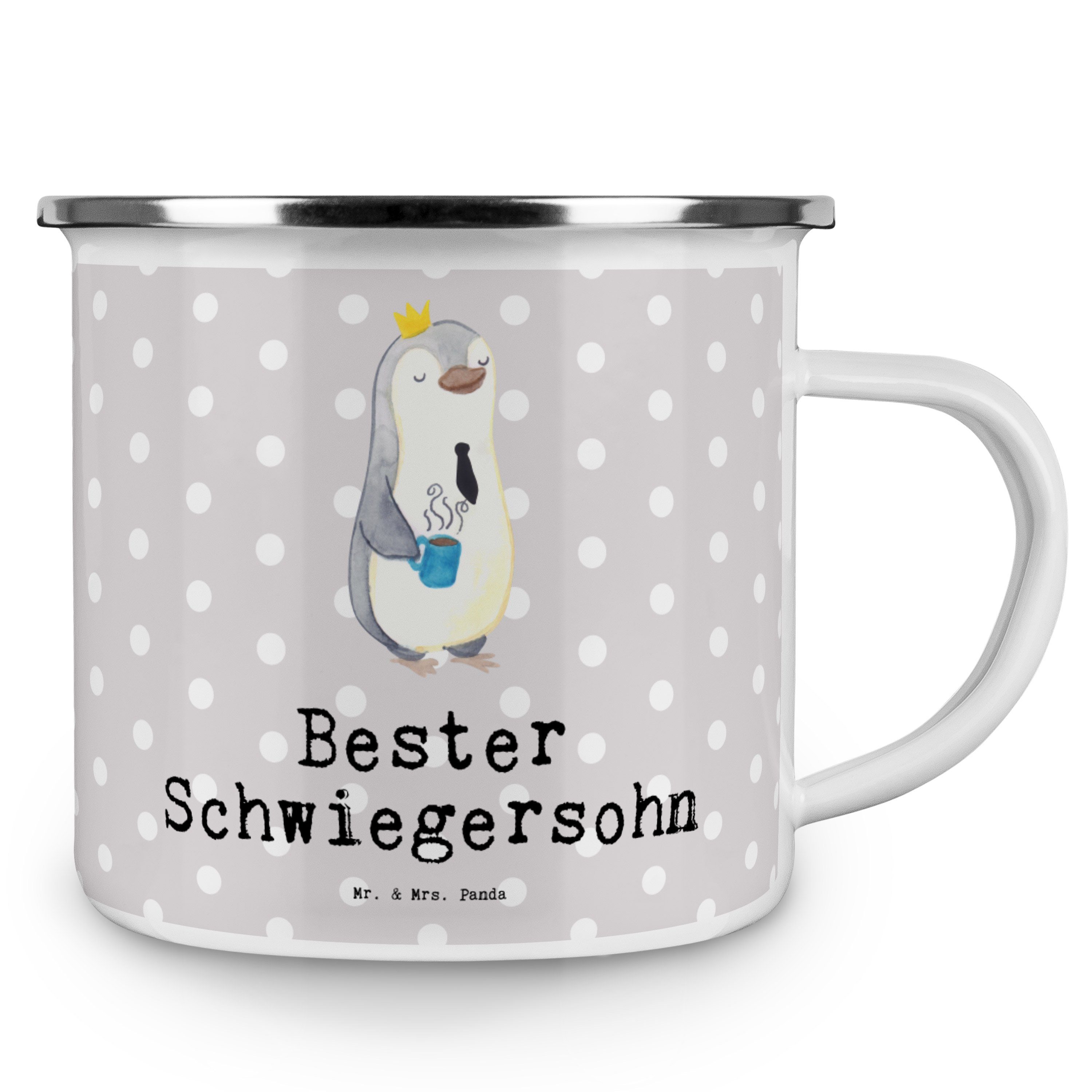 Campi, Emaille Pinguin Bester Grau Emaille Mrs. - & Geschenk, Mr. Schwiegersohn Panda - Becher Pastell