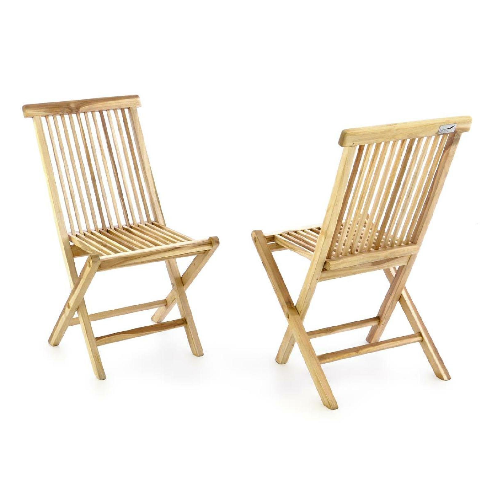 VCM Gartenstuhl 2er Gartenstuhl Hochlehner Klappstuhl Holz Teak (2 St)