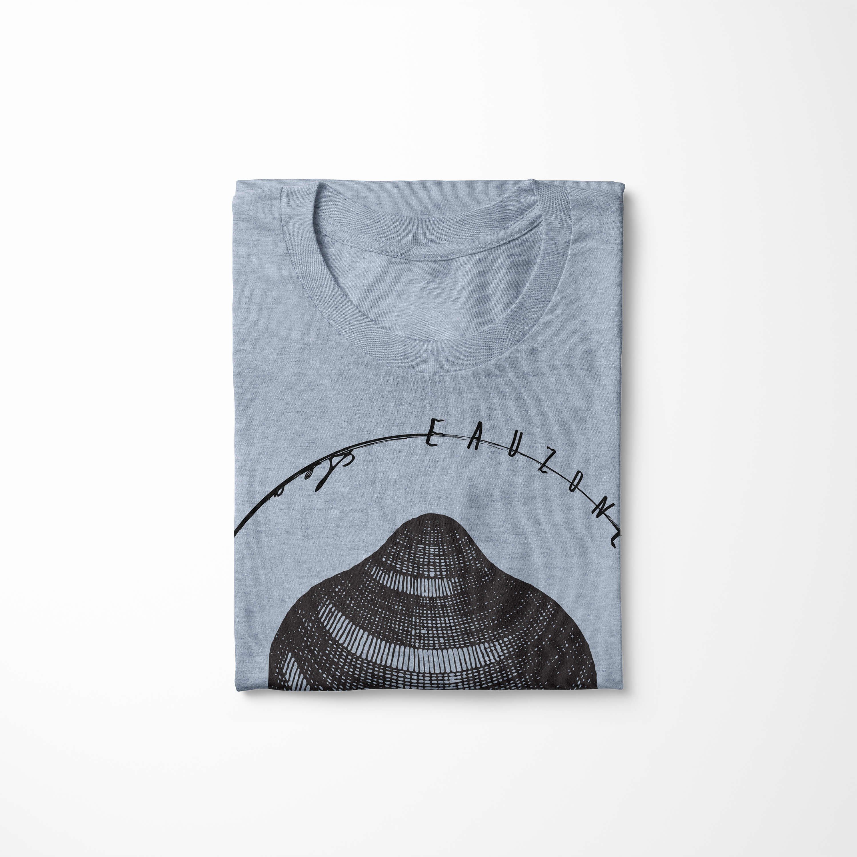 Serie: feine Struktur Denim / Sinus Sea T-Shirt - Stonewash und Sea T-Shirt Art 063 sportlicher Tiefsee Creatures, Schnitt Fische