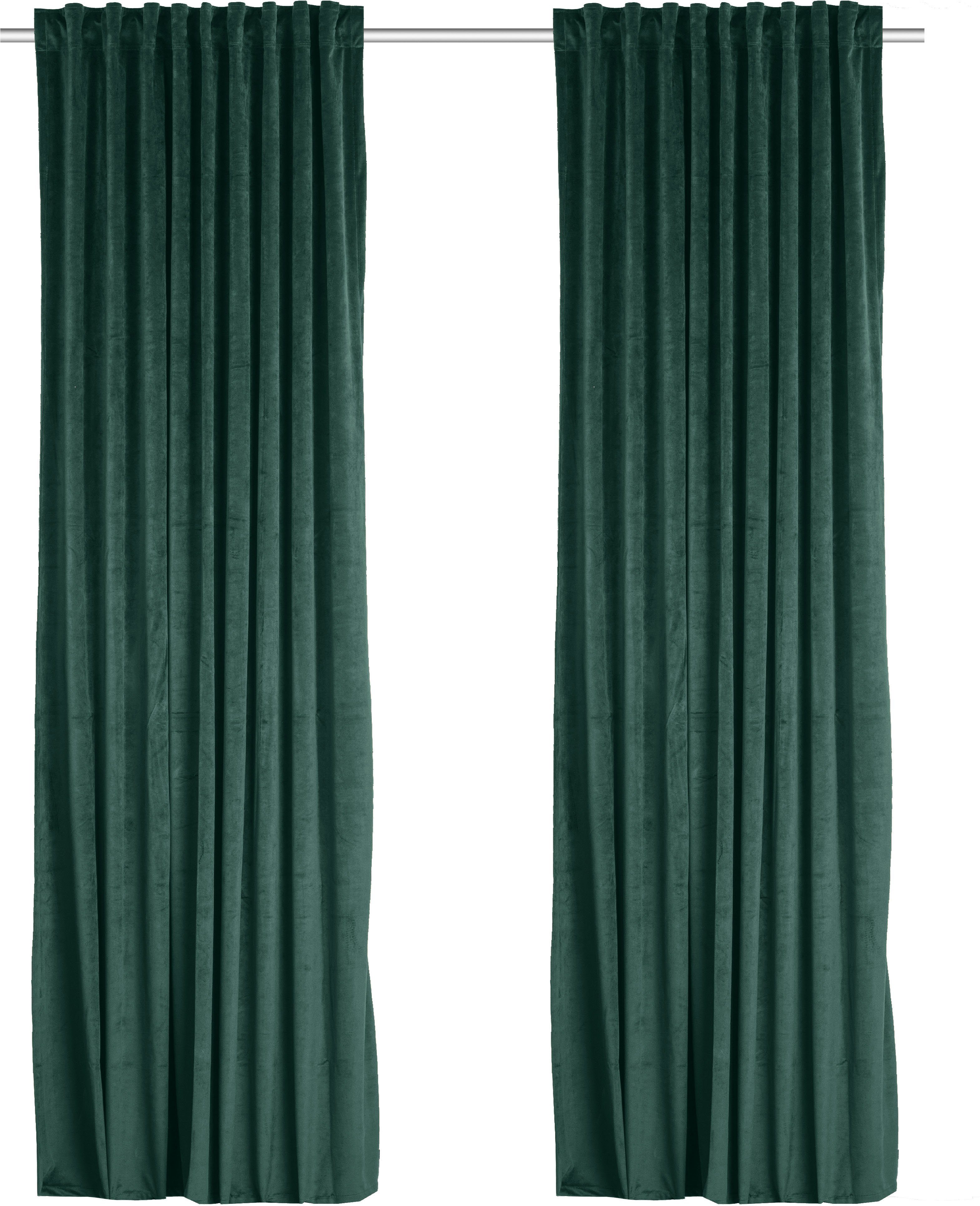 Vorhang Velvet uni, my home, Multifunktionsband (2 St), blickdicht, Samt dunkelgrün