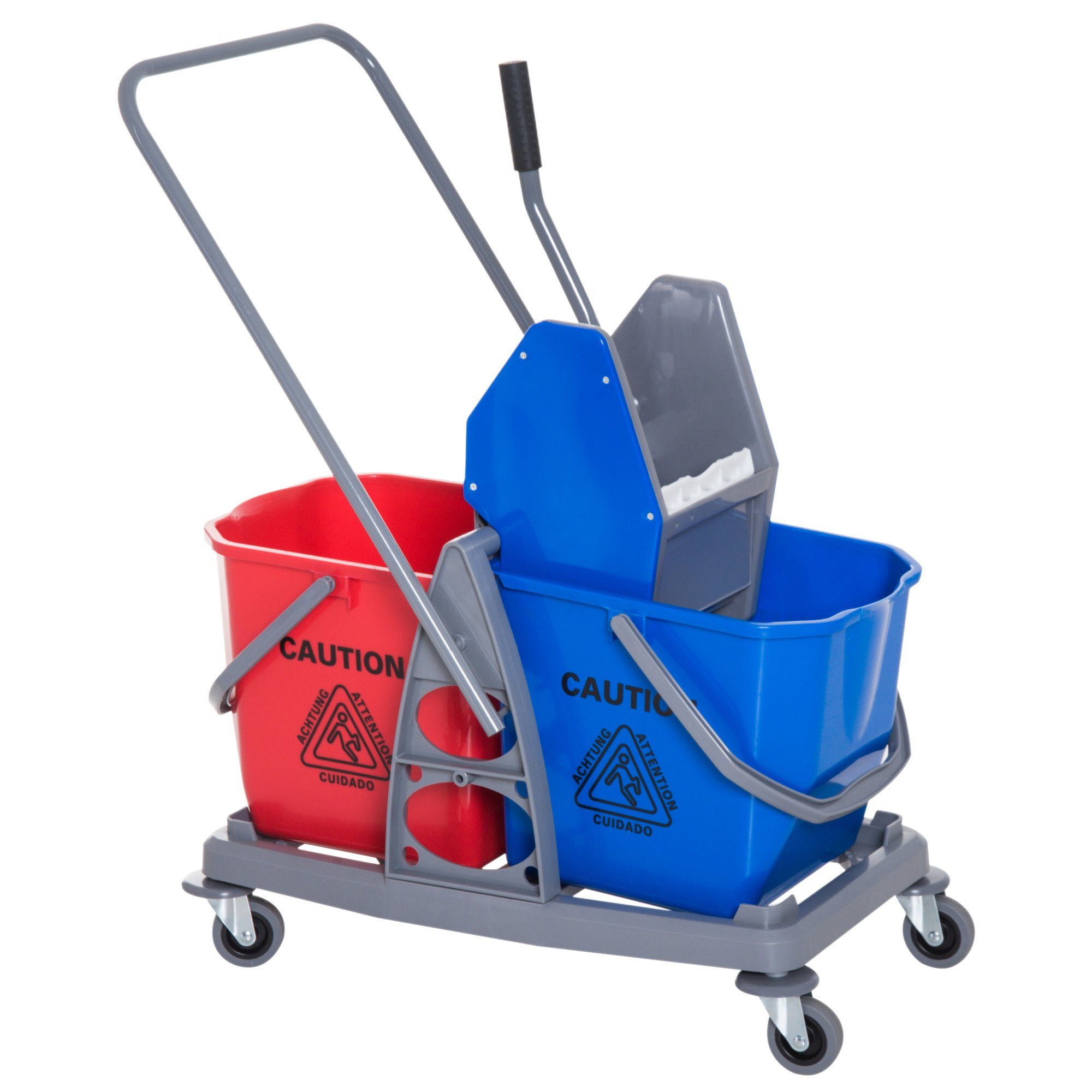 HOMCOM Putzeimer Wischwagen mit 2 Eimern