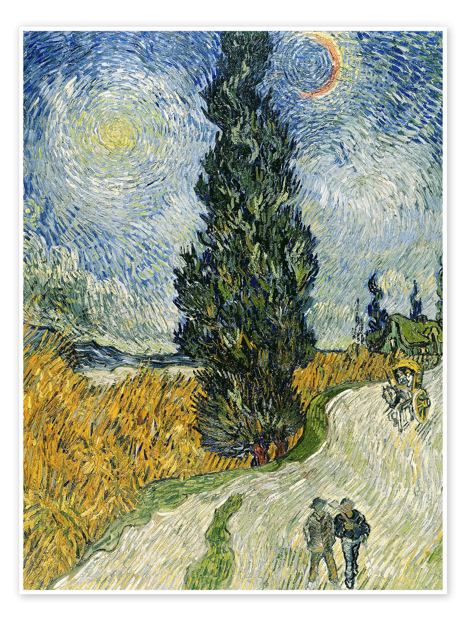Posterlounge Wandbild Straße mit Zypressen, Vincent van Gogh, erhältlich als Плакат, Leinwandbild, Wandsticker oder Acrylglasbild