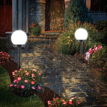 LETGOSPT Gartenleuchte 4x LED Solarleuchte Garten Kugel Leuchte mit Erdspieß