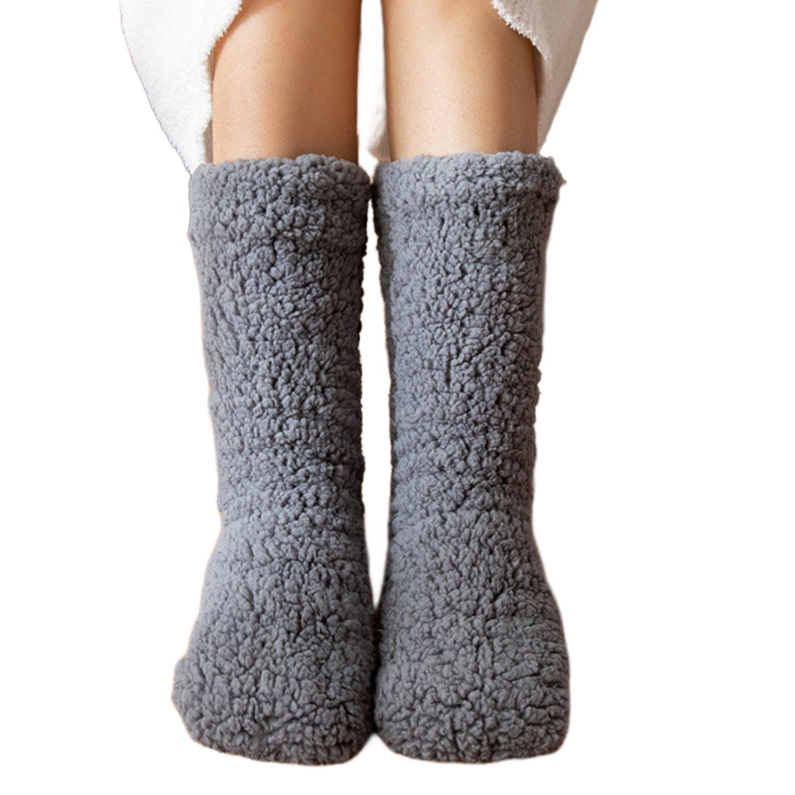 Für Warme Langsocken Thermosocken samtgrau Blusmart Socken, Bequeme Verdickte doppelseitig Winter-Bodensocken,