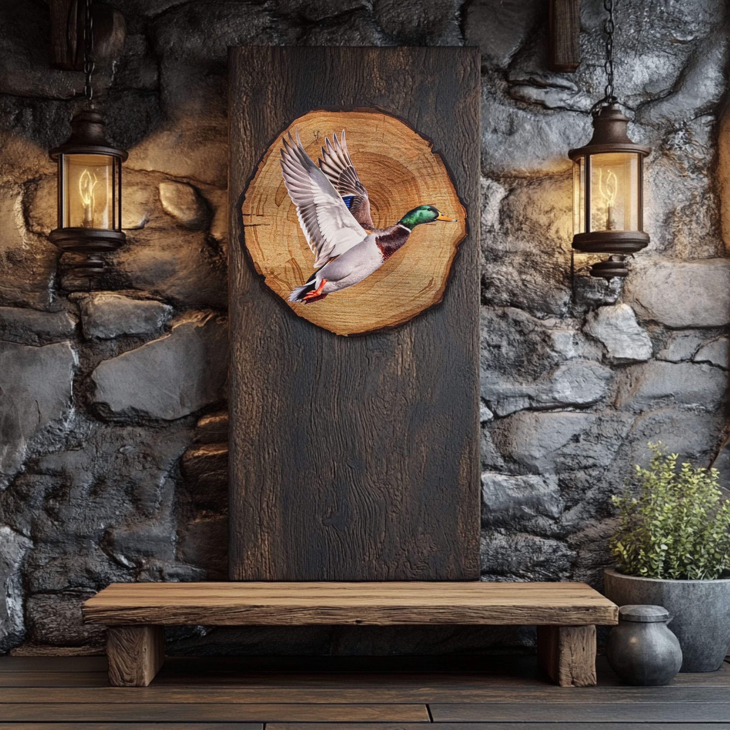 DARO Design Leinwandbild Modern Abstrakt Wandbilder XXL Wandbild Wand Deko Leinwand Bilder, (Ente - Bild groß Wohnzimmer Schlafzimmer Küche Esszimmer Einteilig Rund Fotodruck Leinwände Wanddeko Abstrakte Kunst Boho), Ø20cm