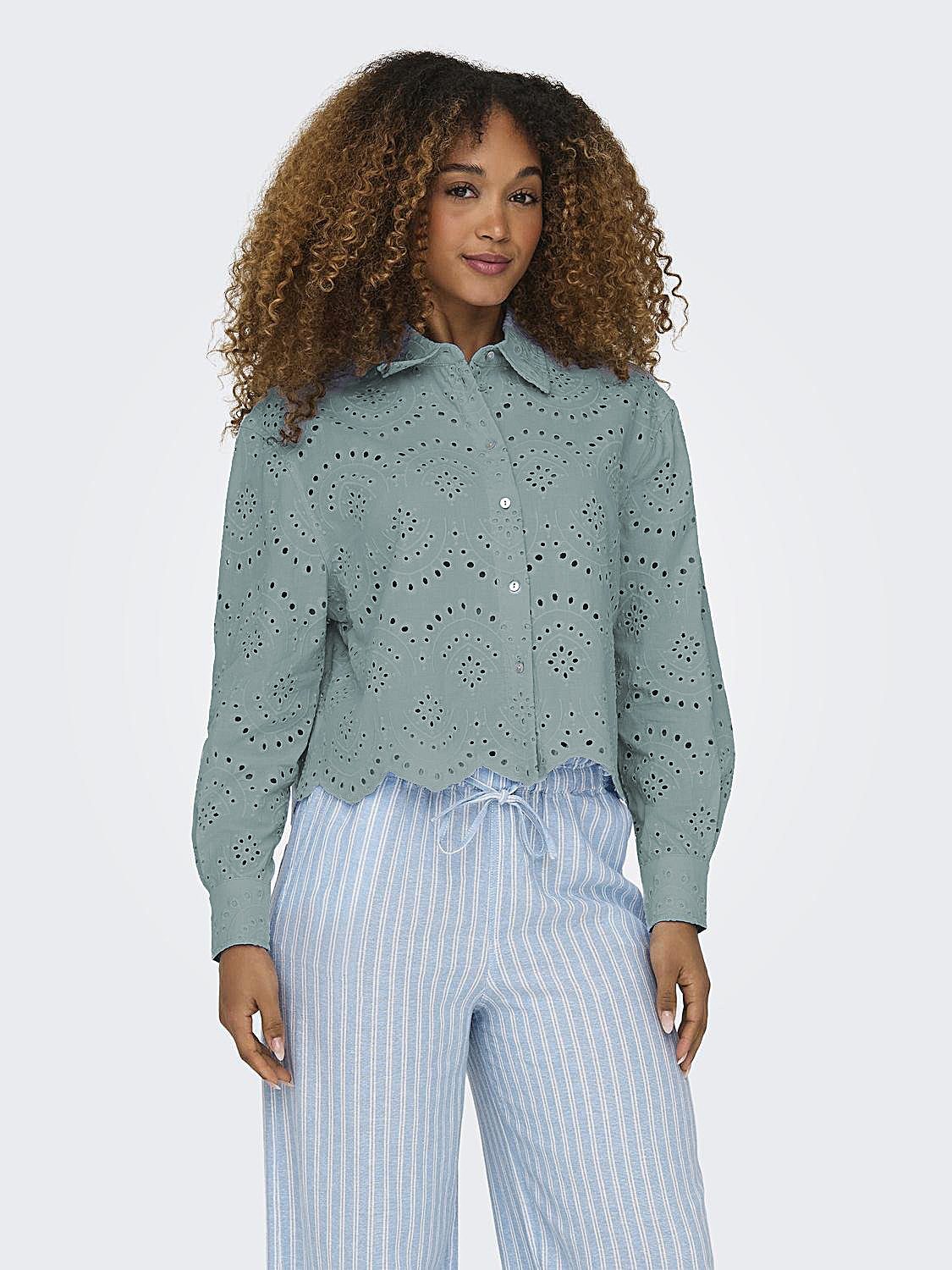 ONLY Blusenshirt lockeres Muschelsaum ONLVALAIS L/S günstig online kaufen