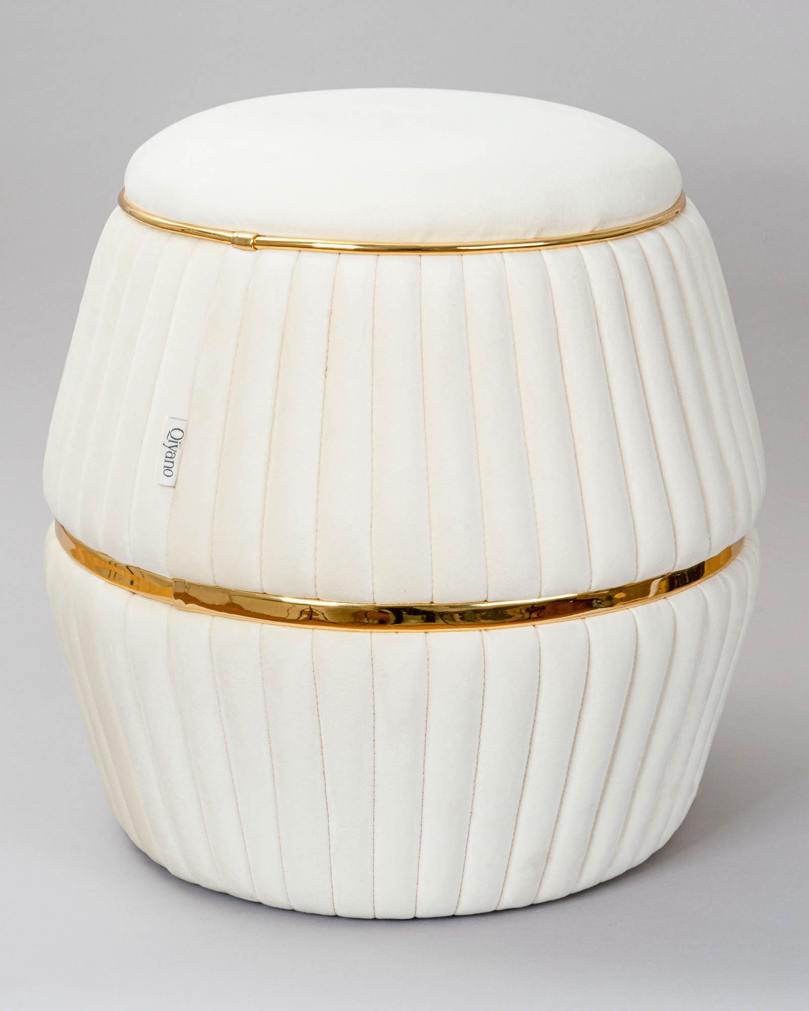 Qiyano Hocker Sitzhocker Samt Beige - günstig online kaufen