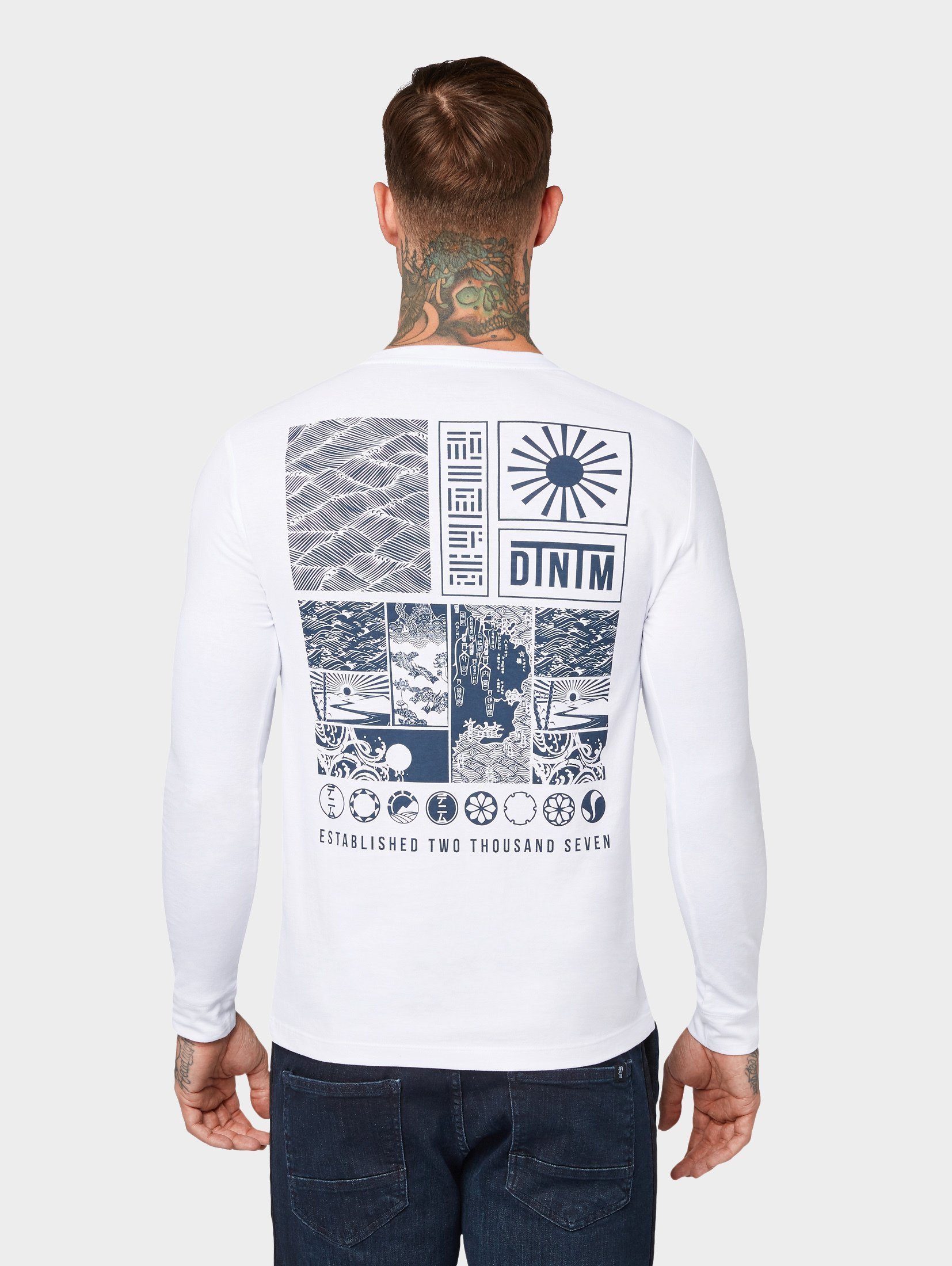 T-Shirt TAILOR Langarmshirt Print TOM mit Denim
