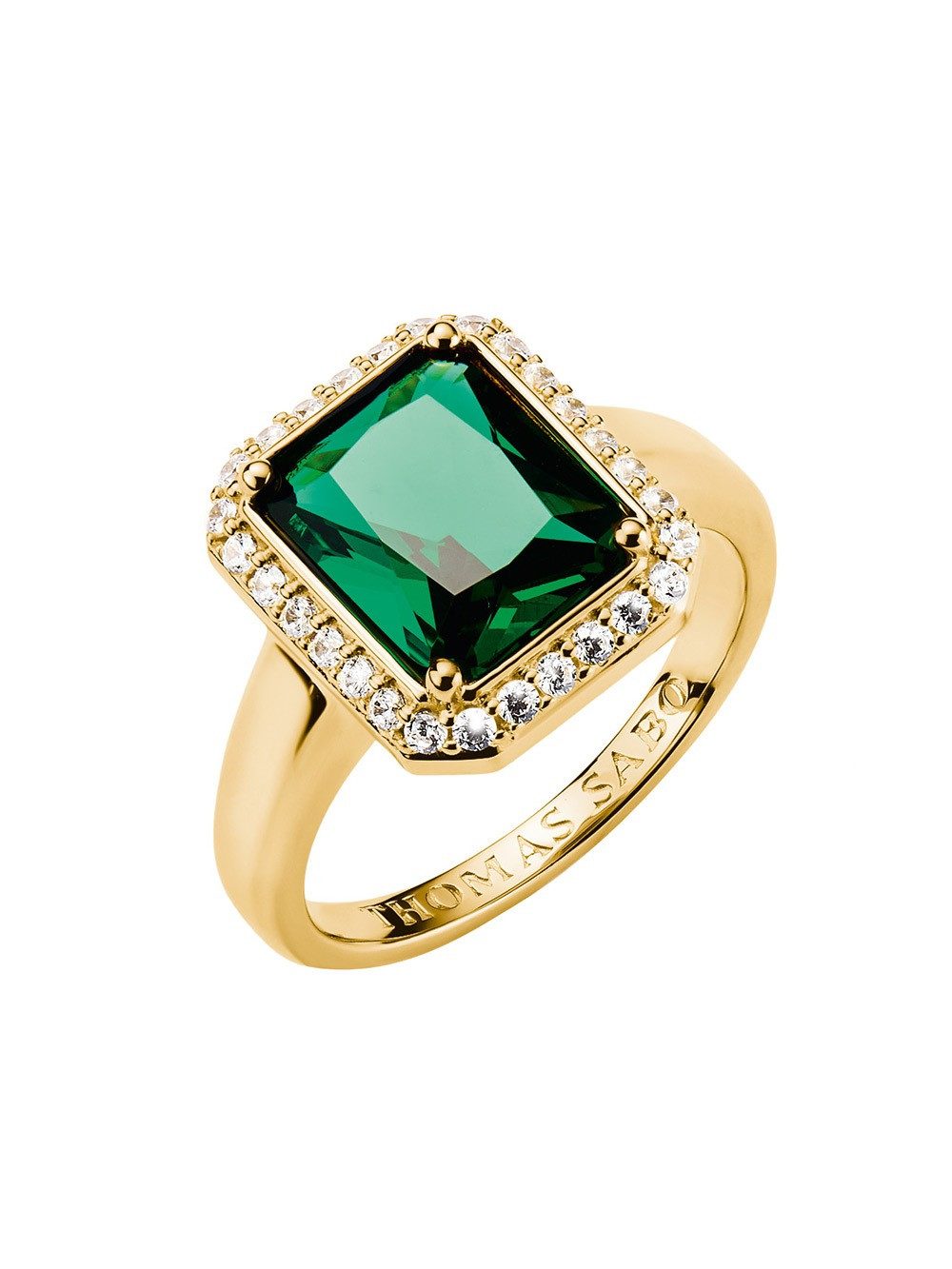 THOMAS SABO Fingerring Thomas Sabo TR2508-971-6-56 Ring mit Grünem Oktagon-Stein Elyndra ver