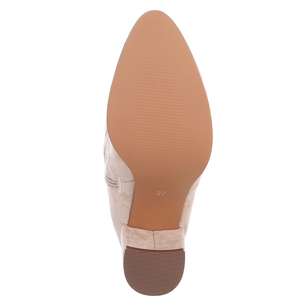 Ital-Design Eleganter Stiefel für Damen mit hohem Absatz, vielseitig einsetzbar Stiefel (90152993) Blockabsatz Stiefel in Beige