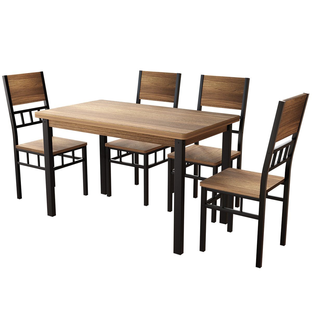 7Magic Essgruppe, (5-tlg., mit 4 Stühlen aus Metallgestell), Rechteckig Küchentisch-Set für Wohnzimmer, Esszimmer, Vintagebraun